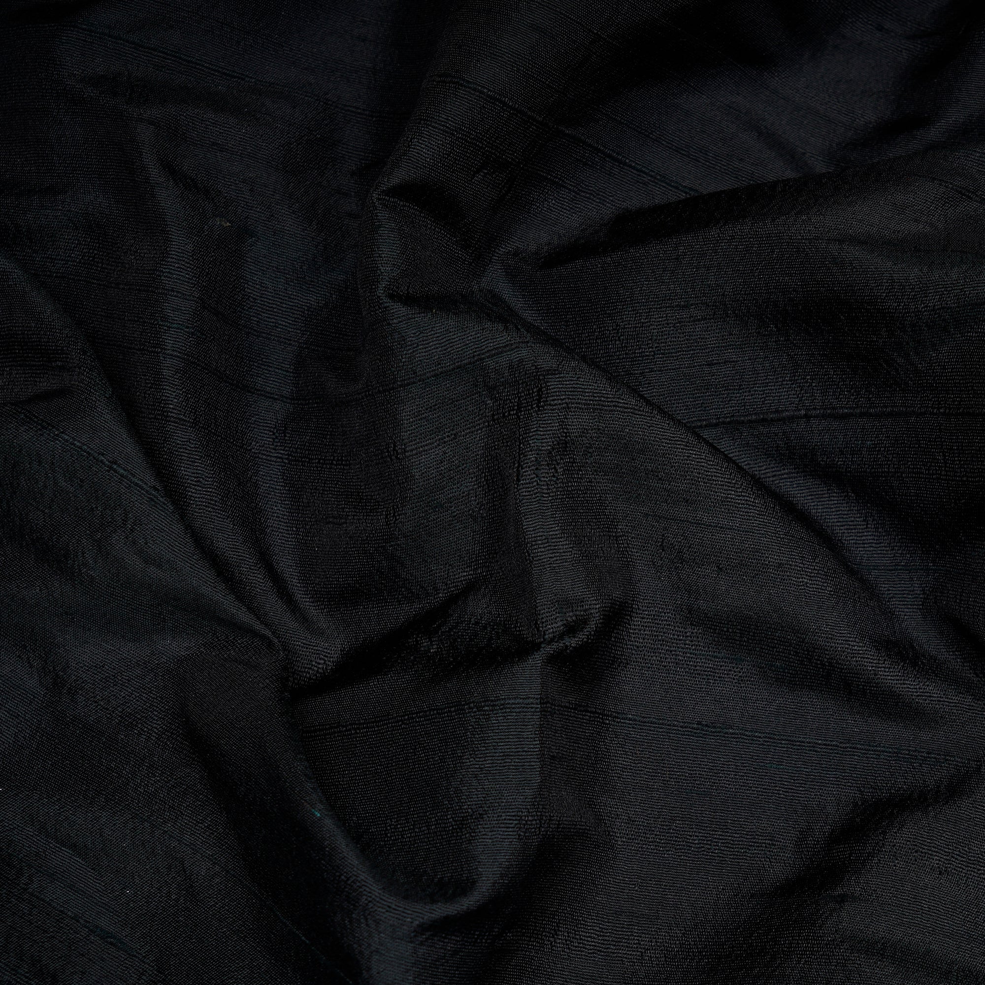 (Pre-Cut 4.80 Mtr)Black Blended Dupion Silk Fabric