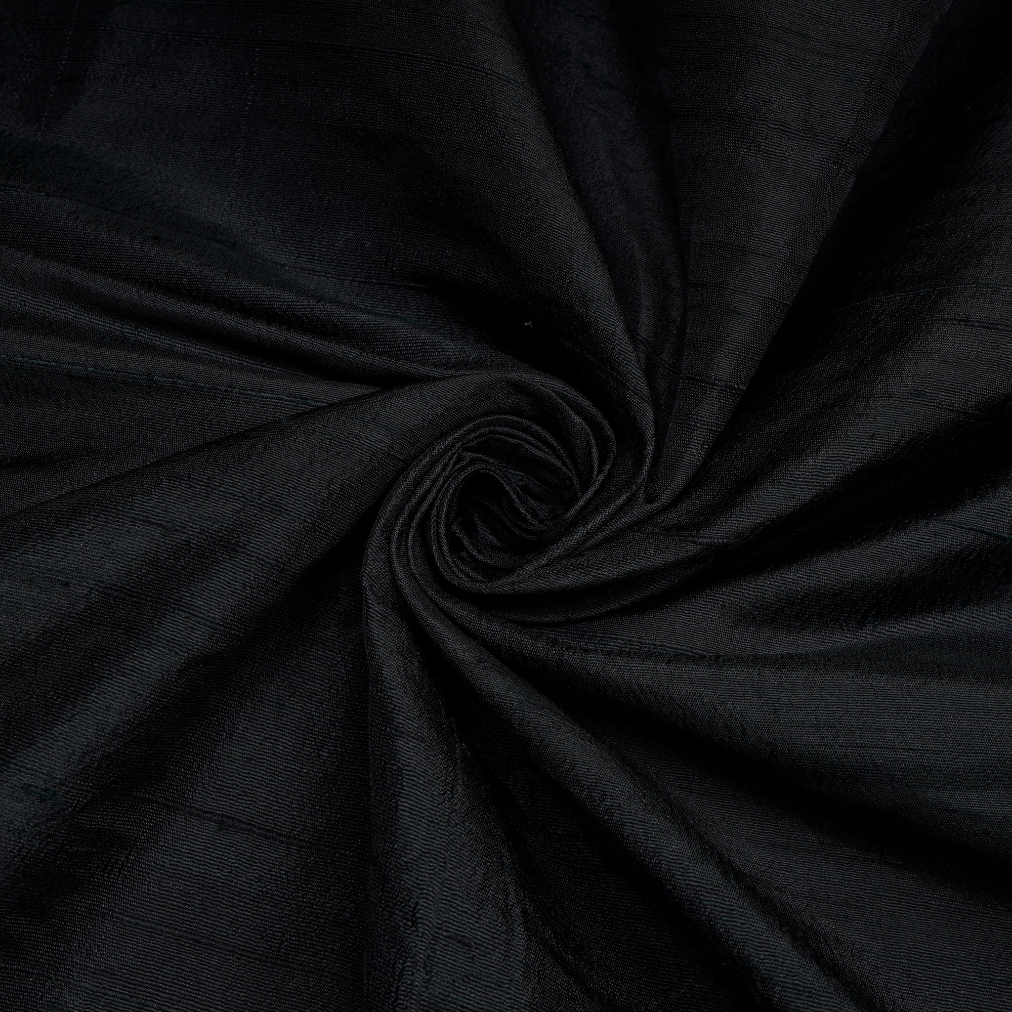 (Pre-Cut 4.80 Mtr)Black Blended Dupion Silk Fabric