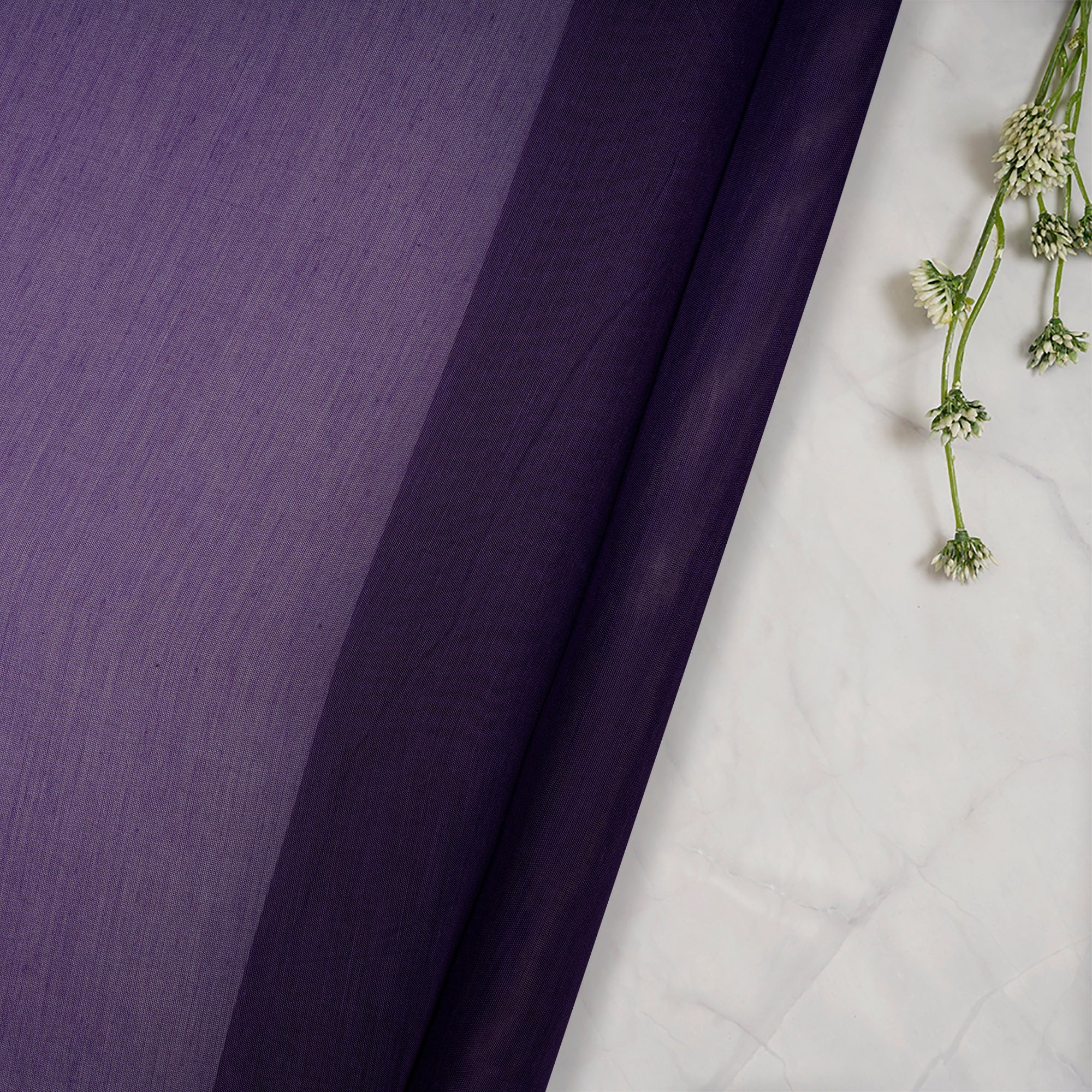 (Pre Cut 0.95Mtr )Purple Color Piece Dyed Fine Chanderi Fabric