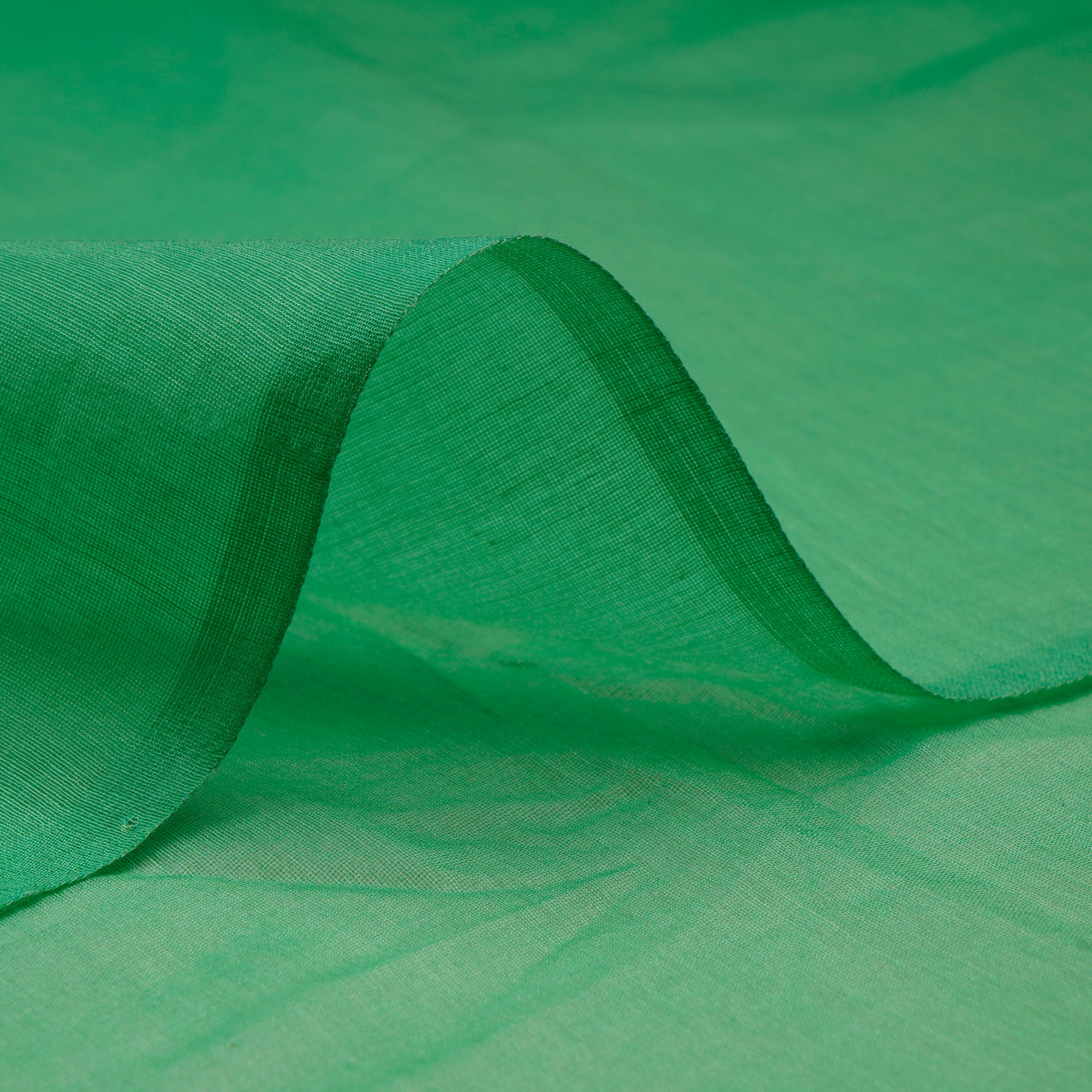 (Pre-Cut 1.00 Mtr)Green Yarn Dyed Fine Chanderi Fabric