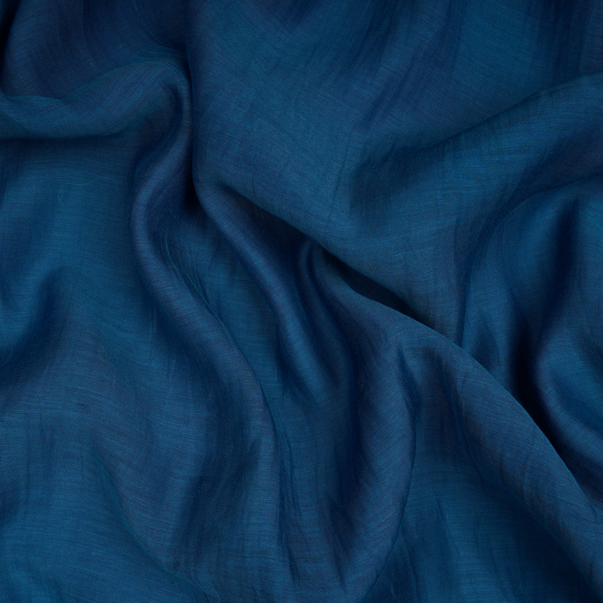 (Pre-Cut 1.25 Mtr)Navy Blue Piece Dyed Plain Silk-Cotton Fabric