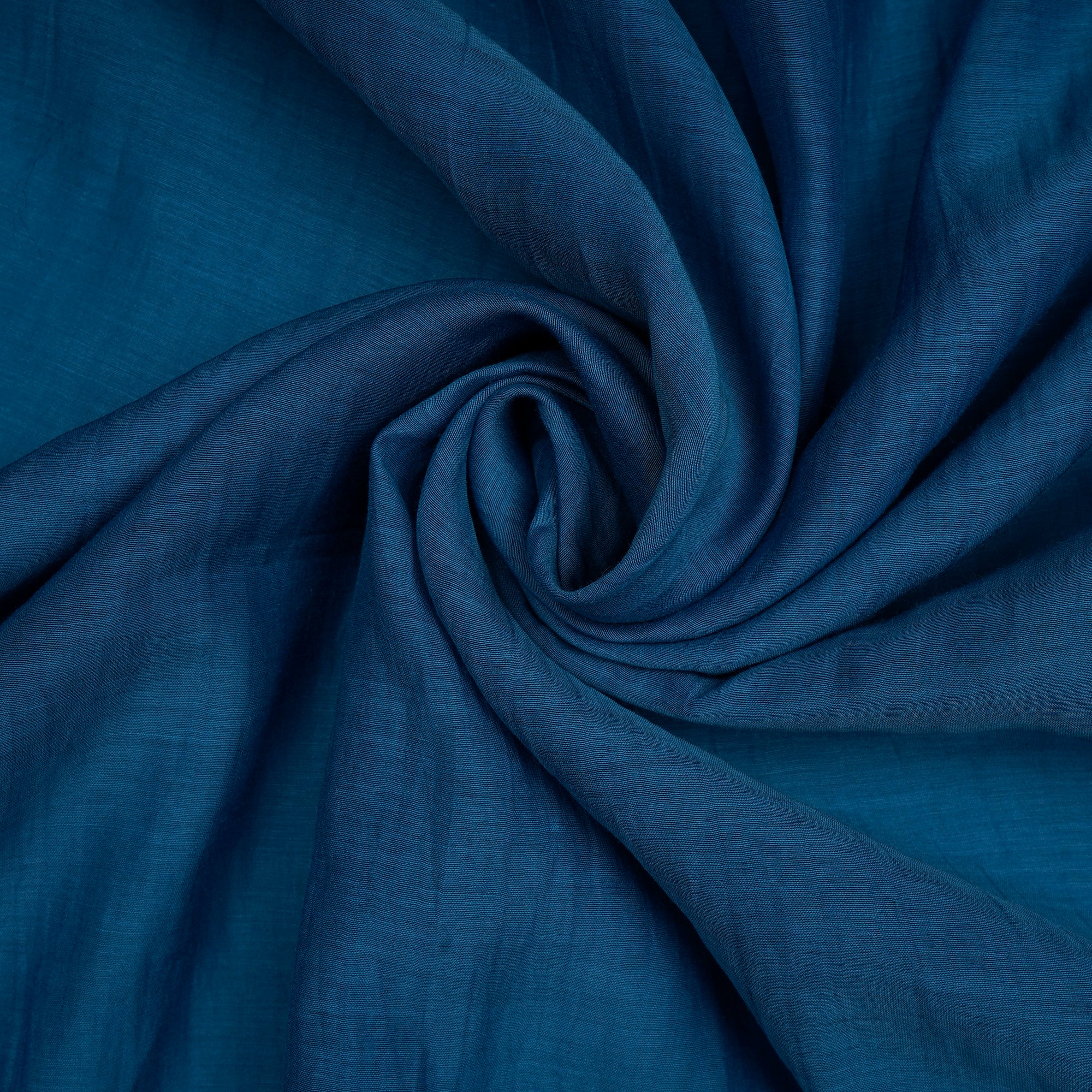 (Pre-Cut 1.25 Mtr)Navy Blue Piece Dyed Plain Silk-Cotton Fabric