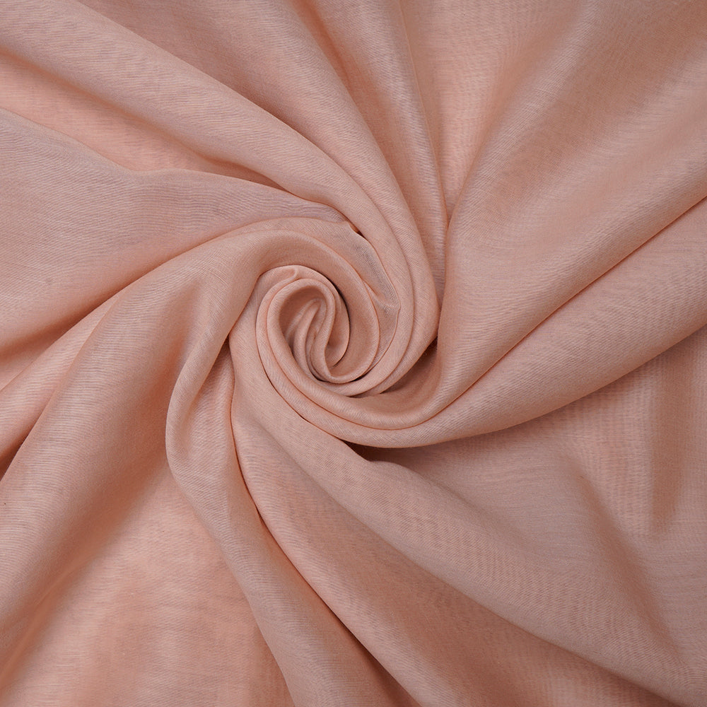 (Pre-Cut 1.30 Mtr)Peach Piece Dyed Fine Chanderi Fabric