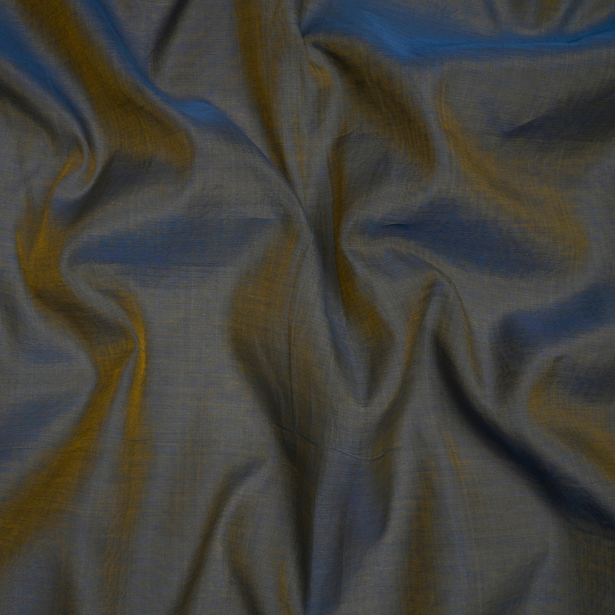 (Pre-Cut 1.30 Mtr)Golden -Grey Piece Dyed Fine Chanderi Fabric