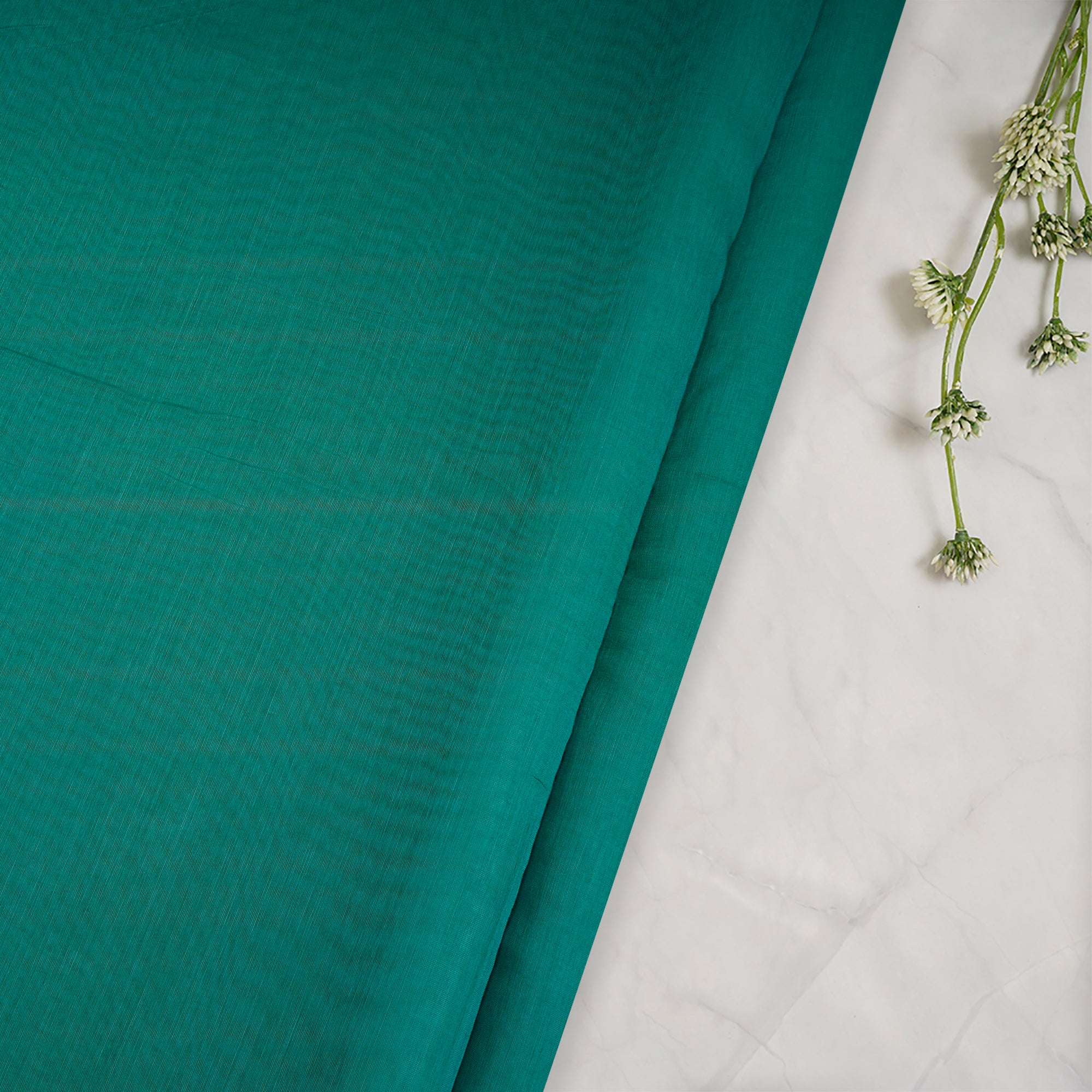 (Pre-Cut 1.90 Mtr)Green Piece Dyed Fine Chanderi Fabric