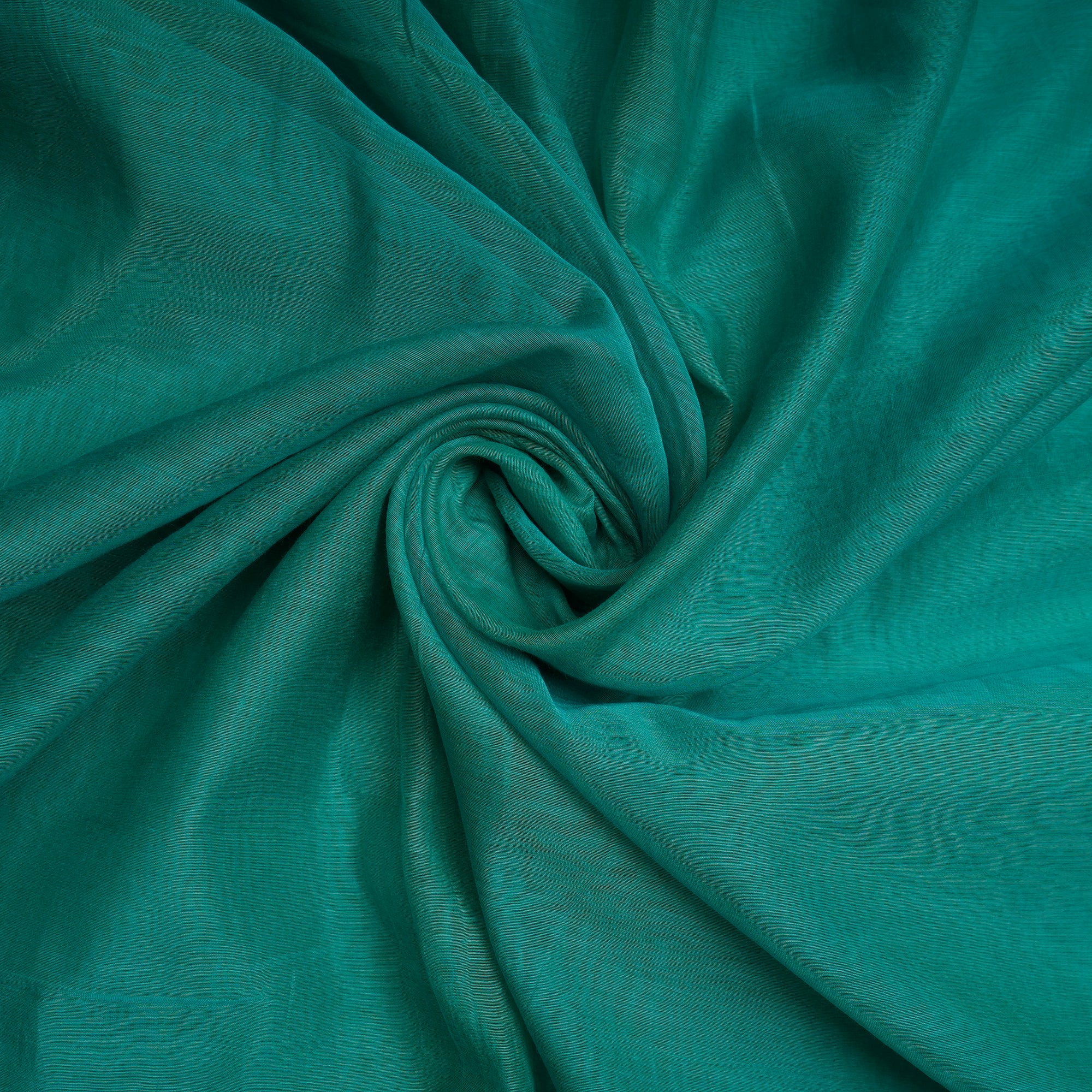 (Pre-Cut 1.90 Mtr)Green Piece Dyed Fine Chanderi Fabric