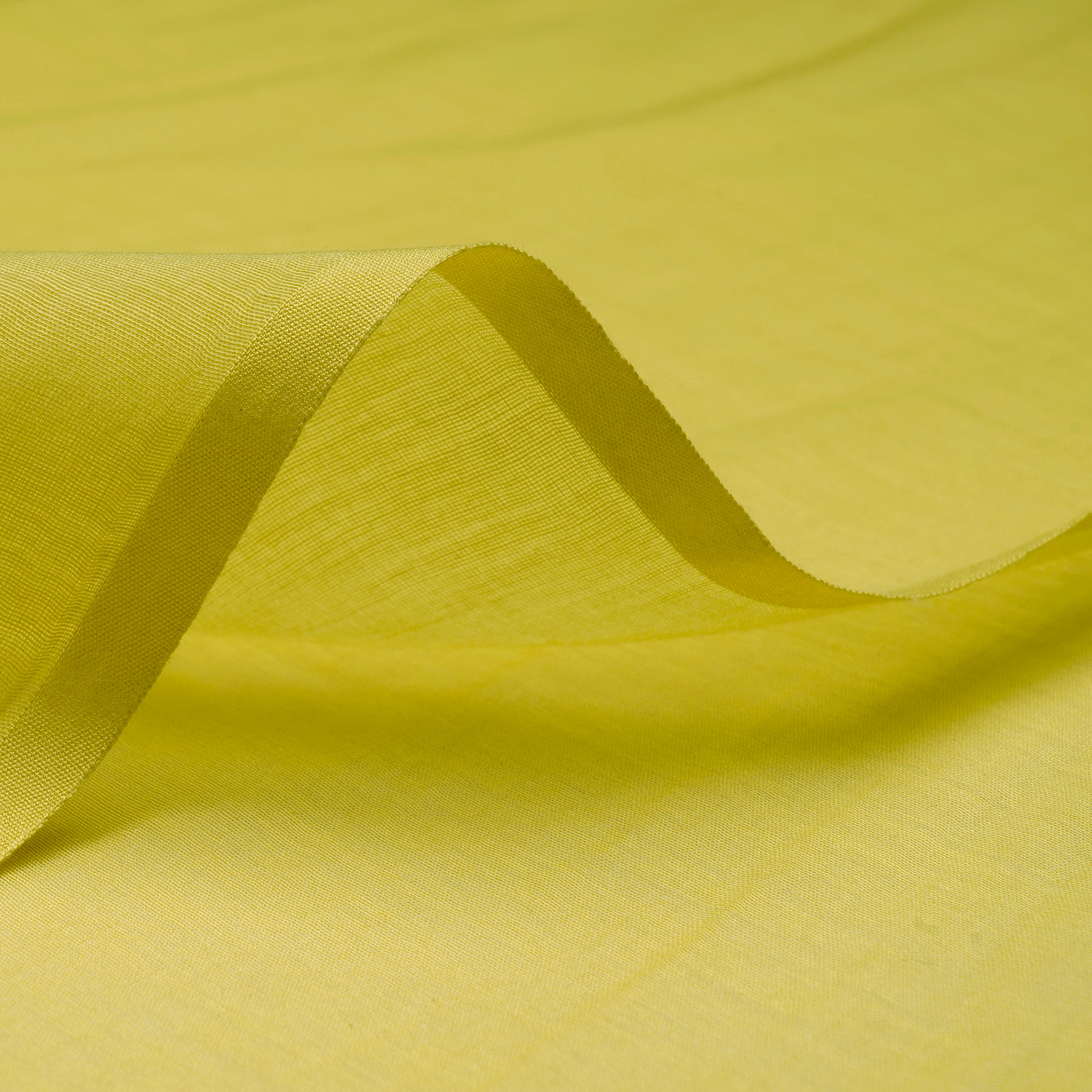 (Pre-Cut 2.00 Mtr)Yellow Piece Dyed Plain Silk-Cotton Fabric