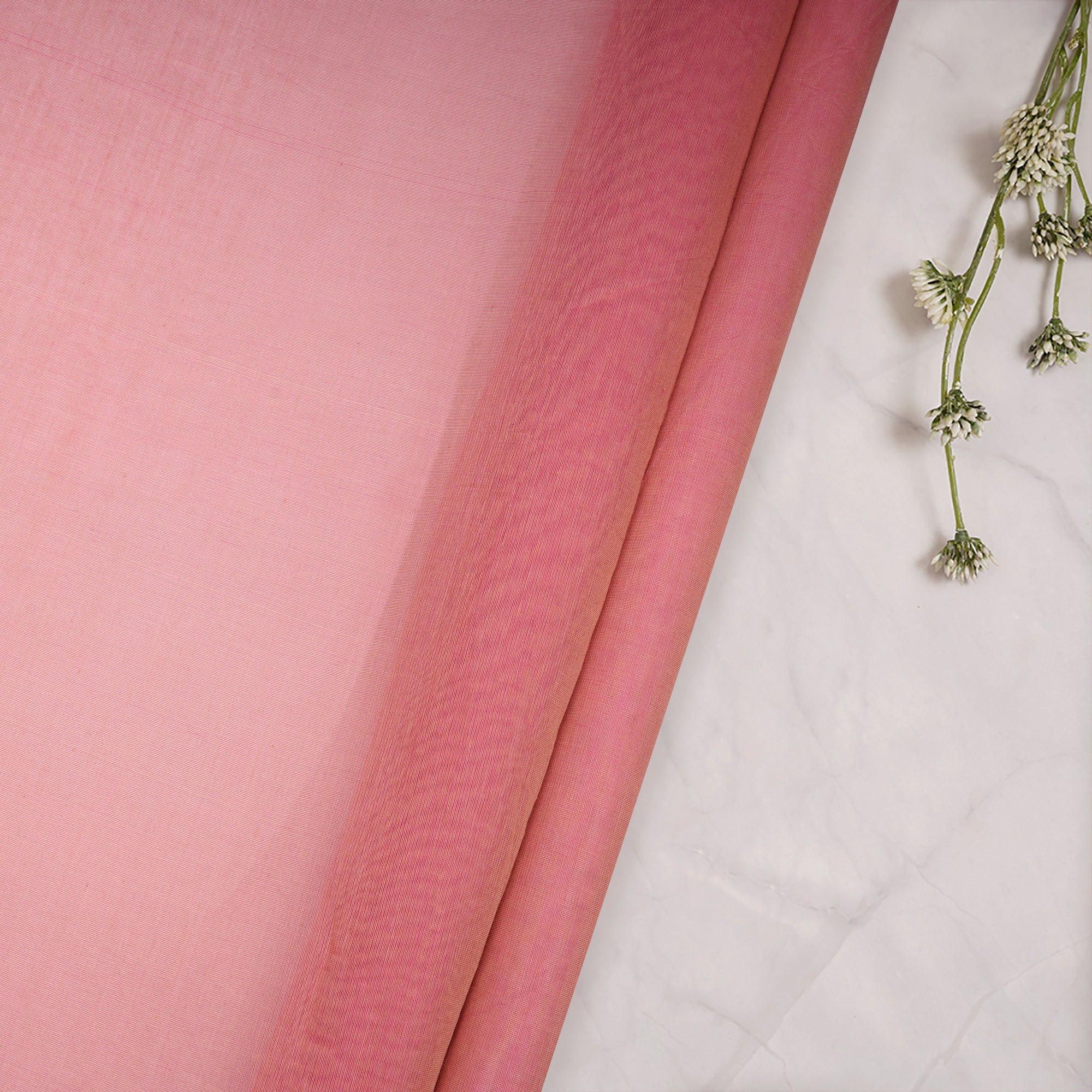 (Pre-Cut 2.05 Mtr)Pink Piece Dyed Plain Silk Cotton Fabric