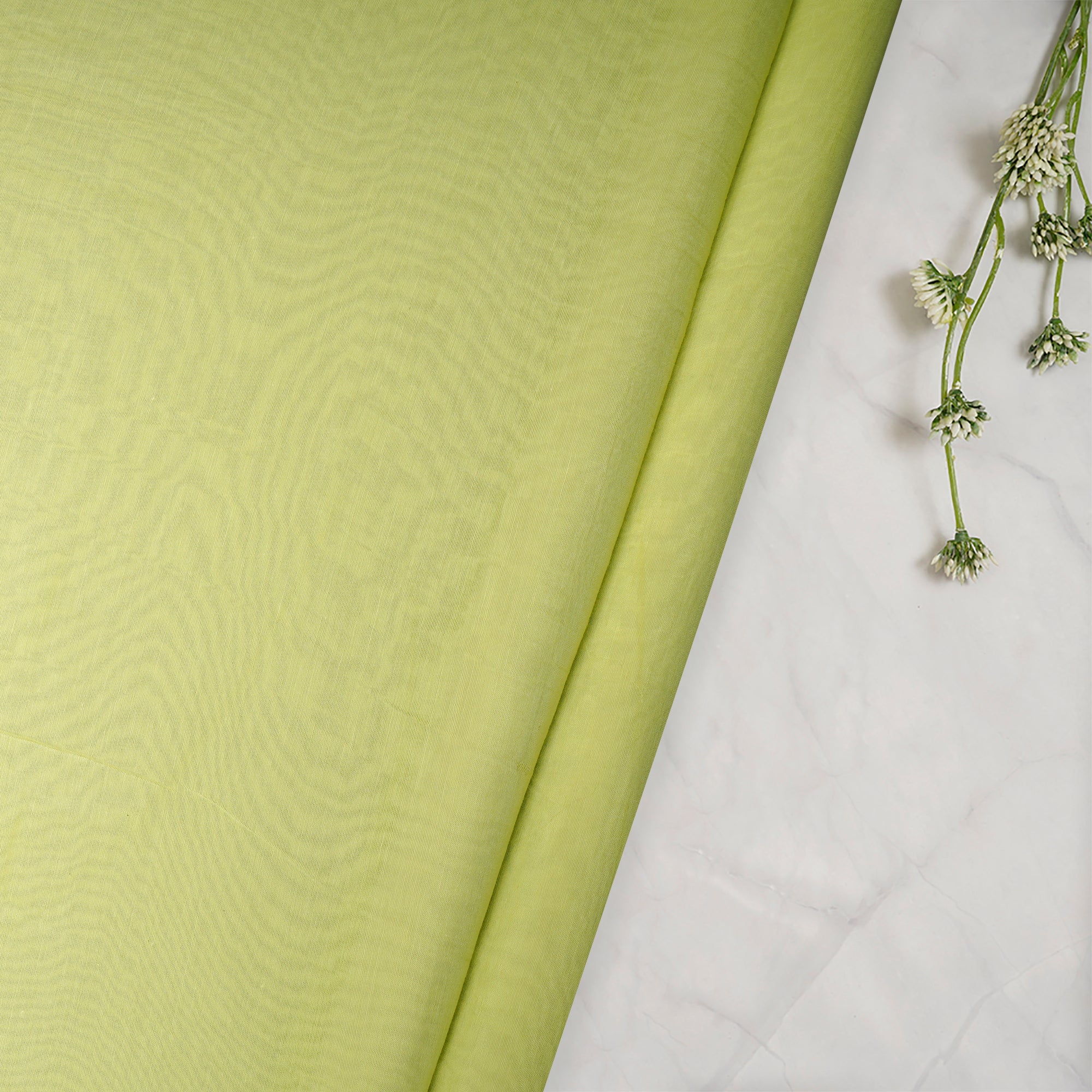 (Pre-Cut 2.25 Mtr)Shadow Lime Piece Dyed Pure Chanderi Fabric