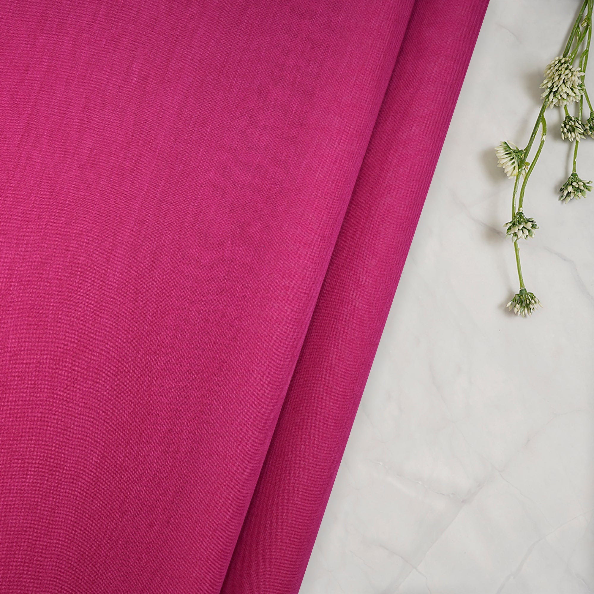 (Pre-Cut 2.45 Mtr) Rani Pink Piece Dyed Fine Pure Chanderi Fabric