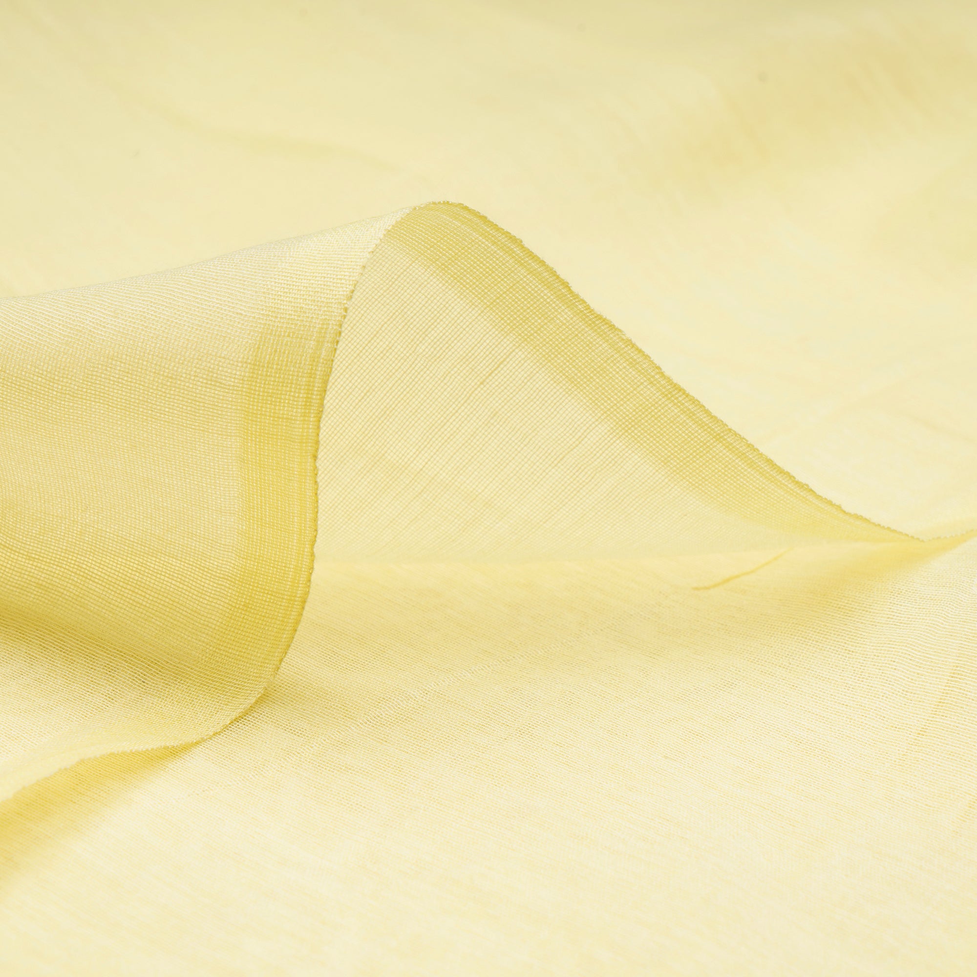 (Pre-Cut 2.55 Mtr)Yellow Color Pure Chanderi Fabric