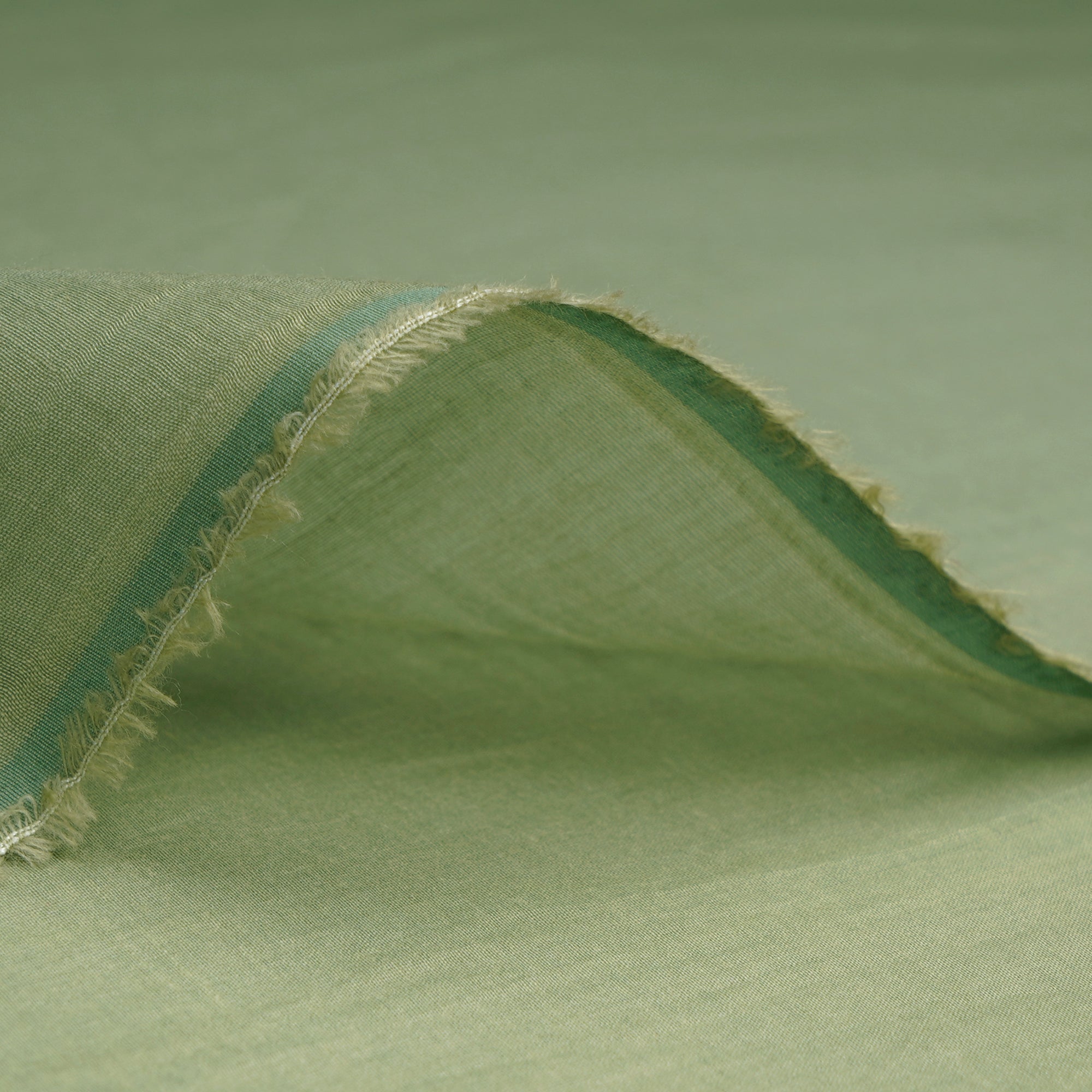 (Pre-Cut 2.55 Mtr)Sage Green Pure Fine Chanderi Fabric