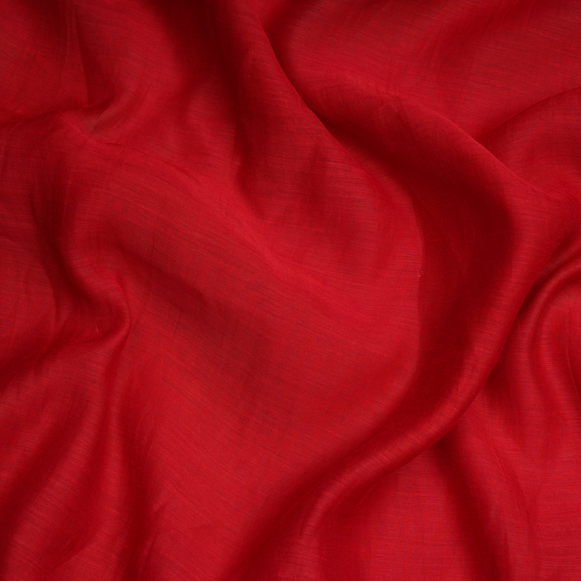 (Pre-Cut 2.90 Mtr)Ribbon Red Piece Dyed Chanderi Fabric