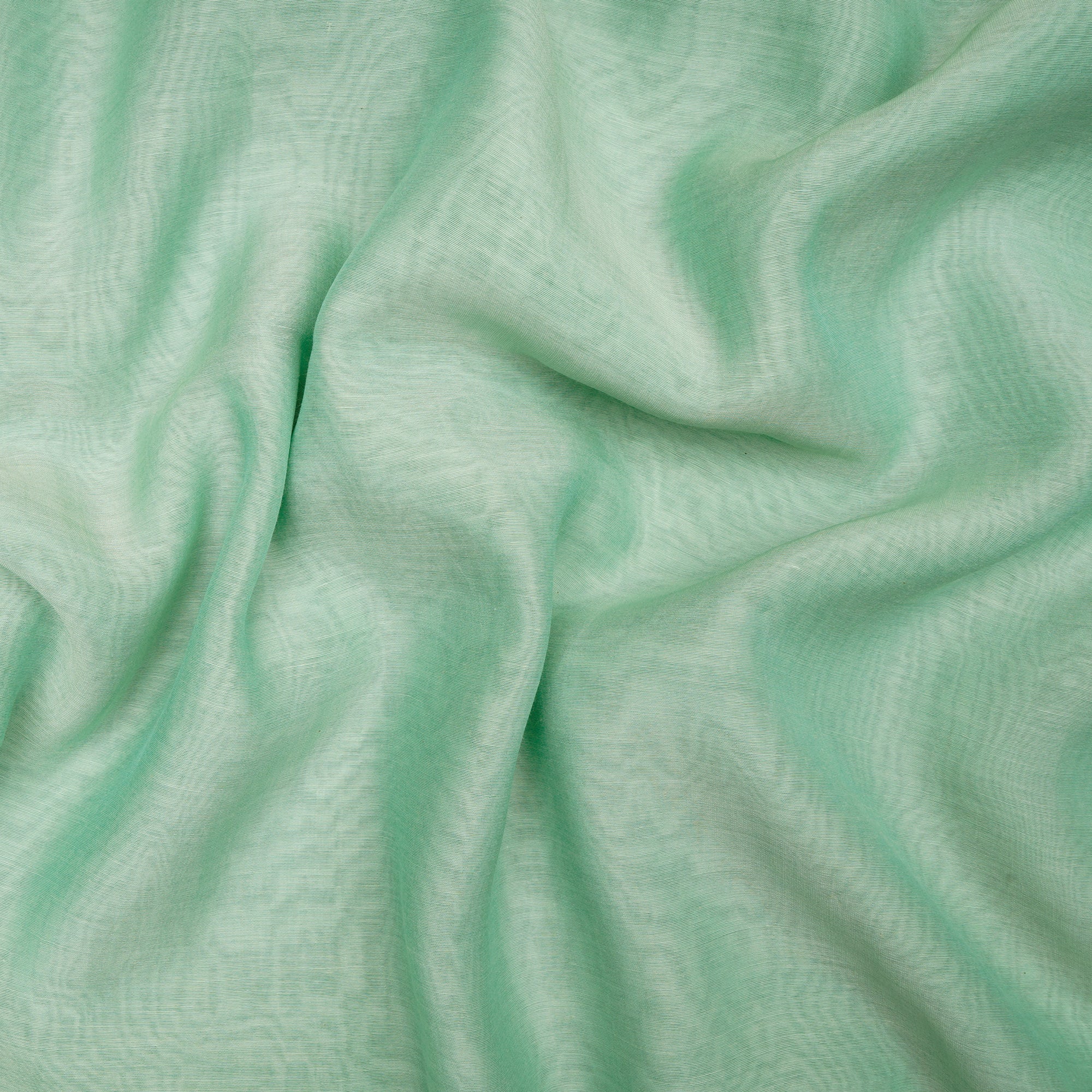 (Pre-Cut 3.70 Mtr)Light Green Piece Dyed Plain Silk-Cotton Fabric