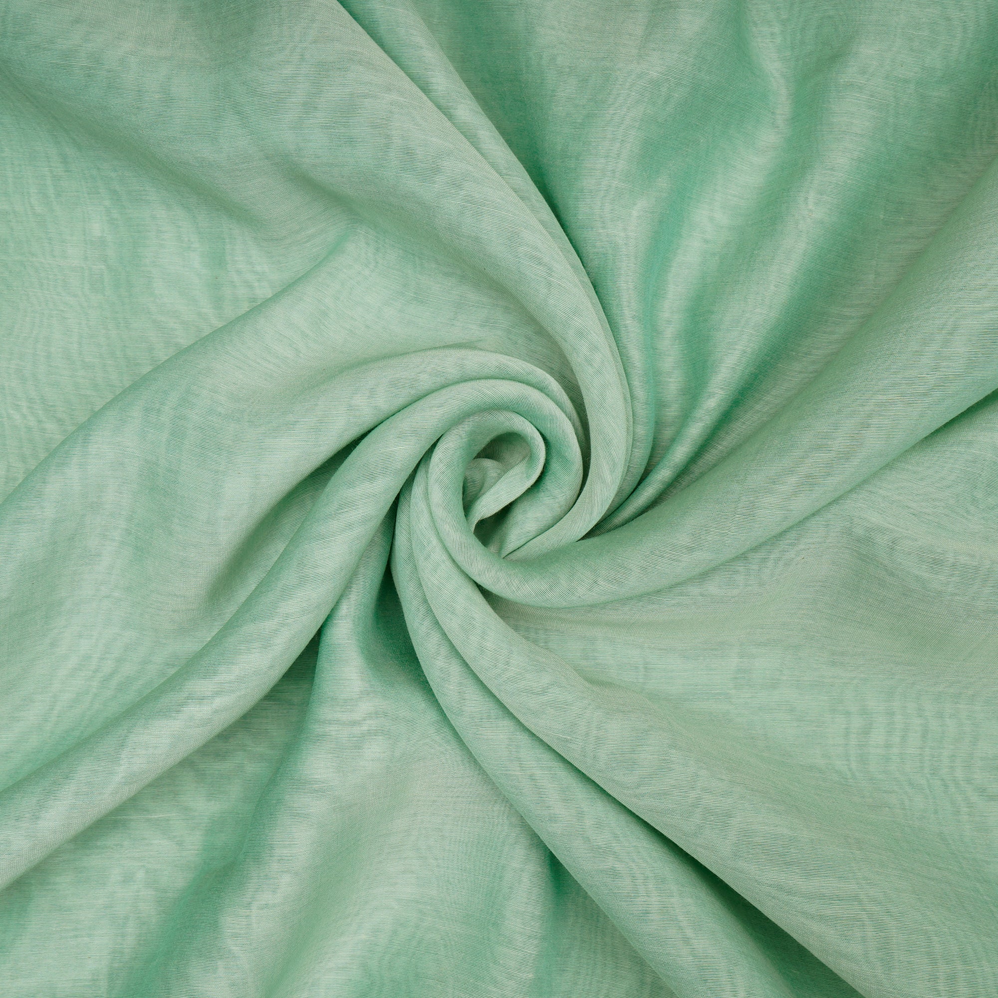 (Pre-Cut 3.70 Mtr)Light Green Piece Dyed Plain Silk-Cotton Fabric