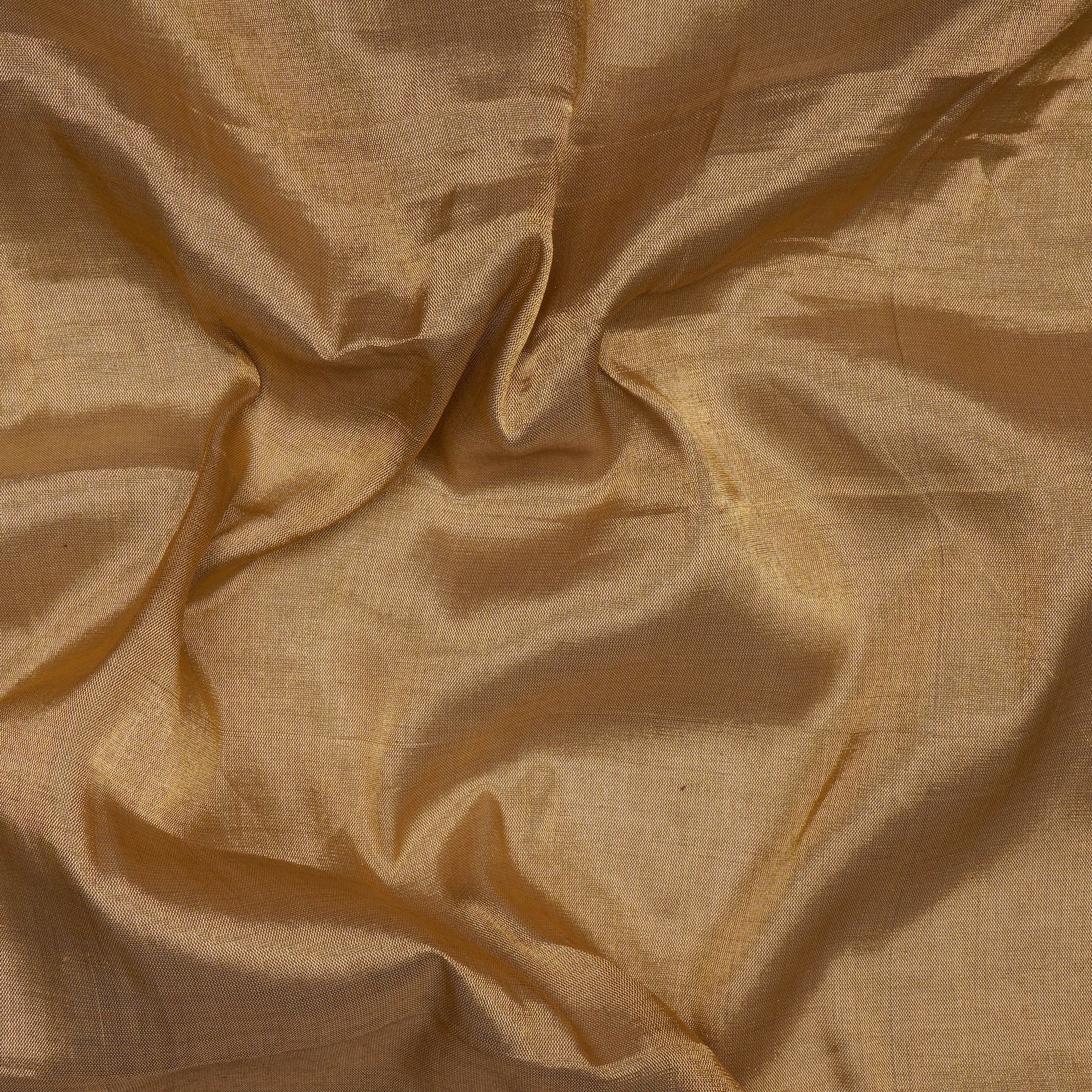 (Pre-Cut 1.90 Mtr)Golden Handwoven Heavy Tissue Fabric