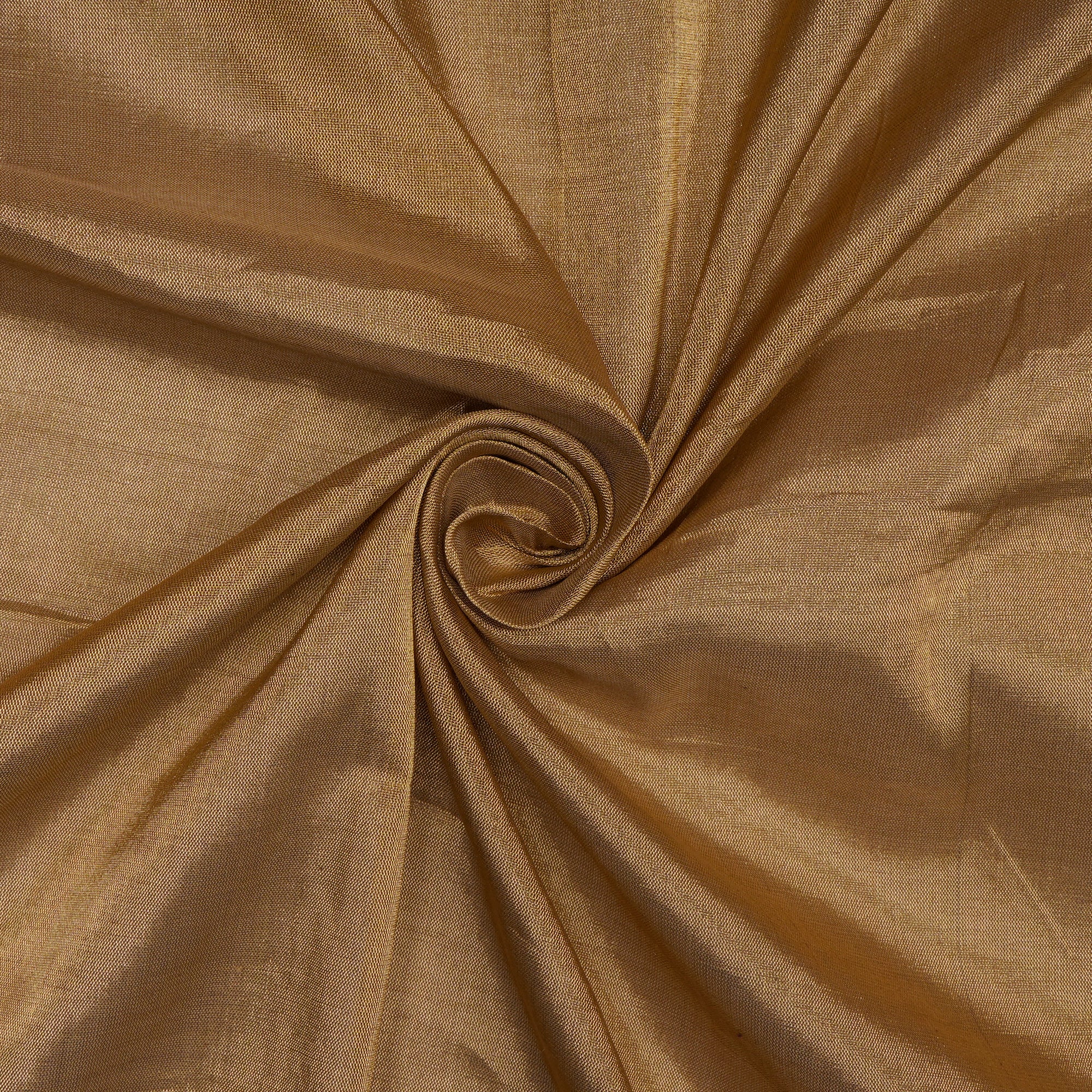 (Pre-Cut 1.90 Mtr)Golden Handwoven Heavy Tissue Fabric