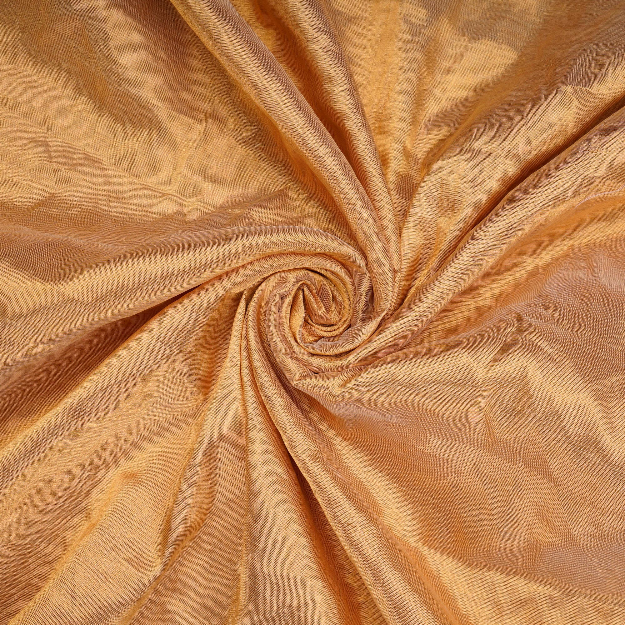 (Pre-Cut 2.25 Mtr)Light Golden Piece Dyed Plain Handwoven Tissue Fabric