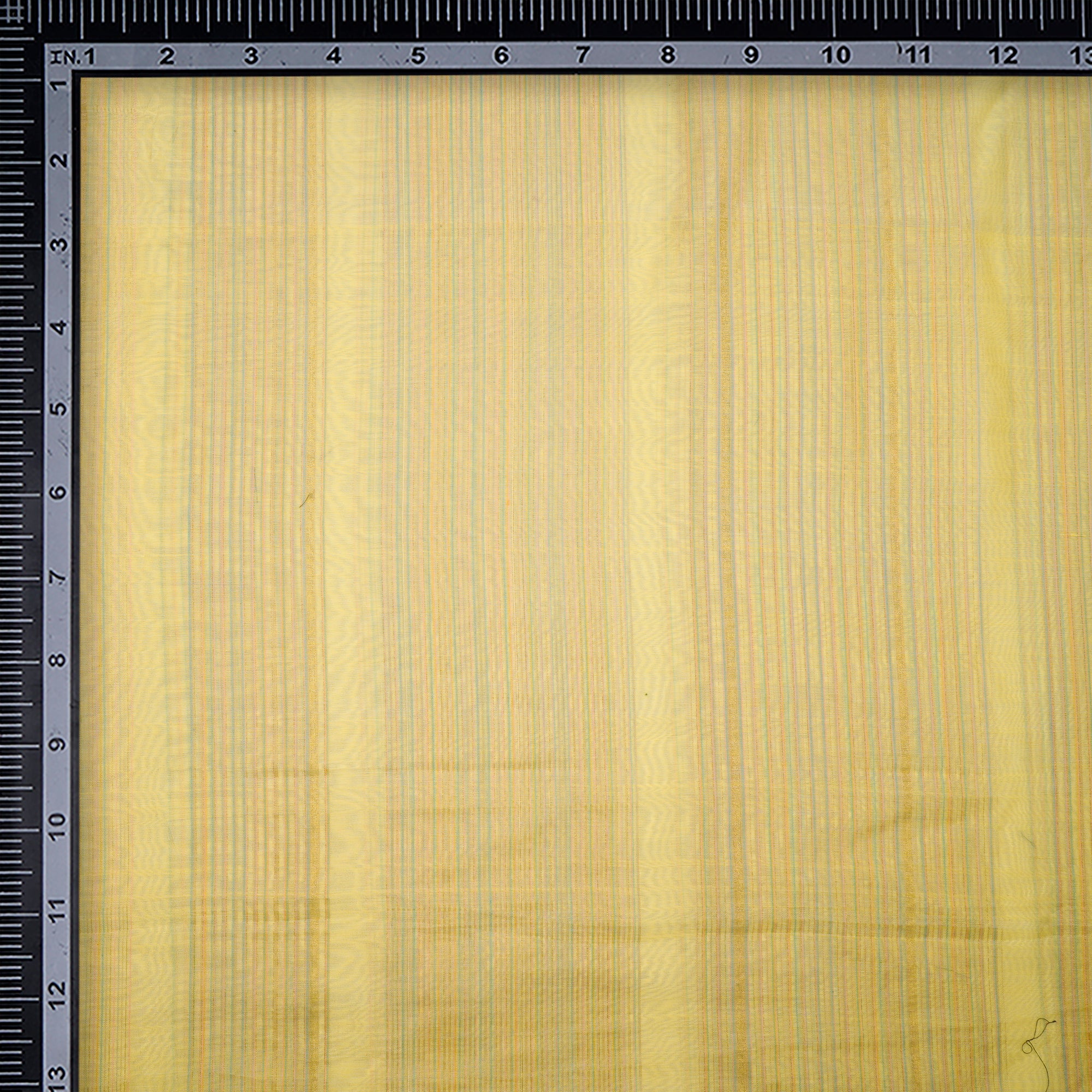 (Pre-Cut 1.85 Mtr)Yellow Color Handwoven Maheshwari Silk Fabric