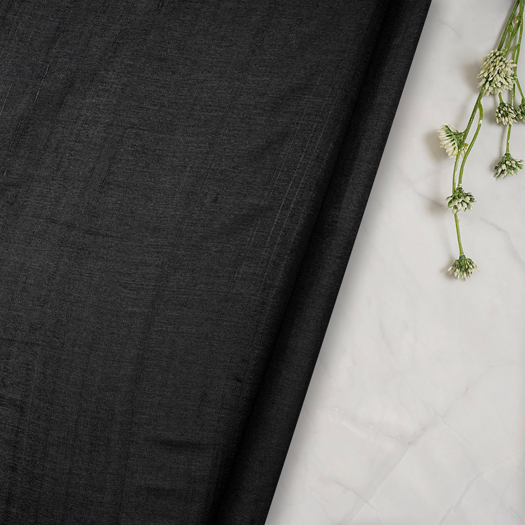 (Pre-Cut 0.95 Mtr)Black Piece Dyed Pure Silk Fabric