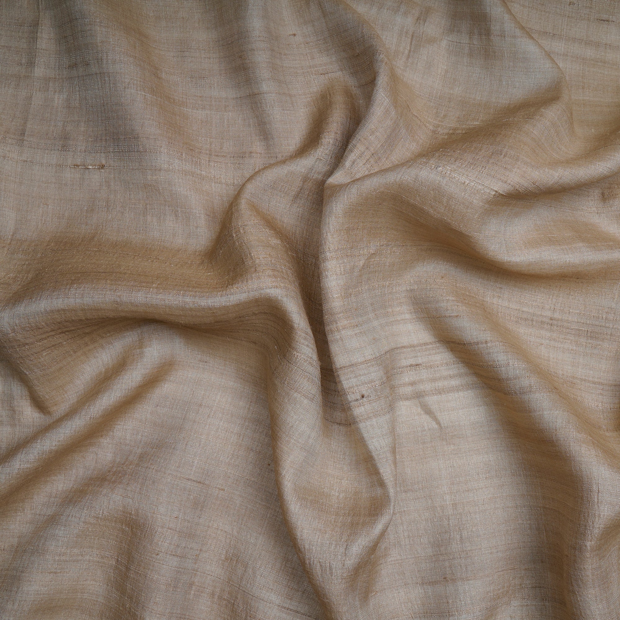 (Pre-Cut 1.30 Mtr)Beige Piece Dyed Pure Tusser Silk Fabric