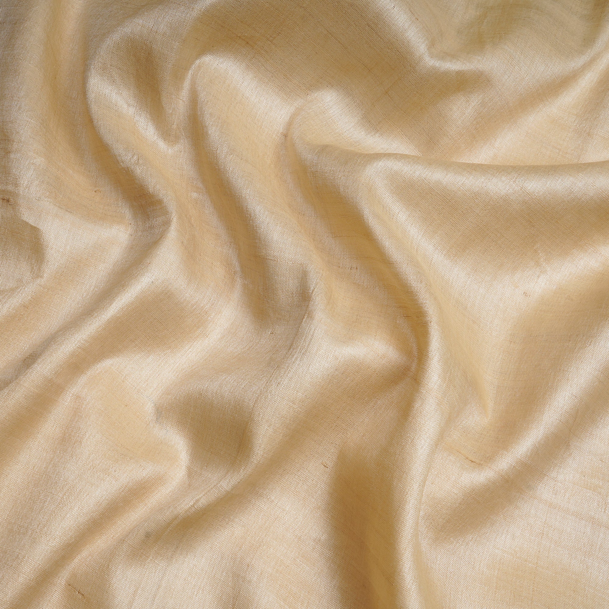 (Pre-Cut 2.25 Mtr) Beige Piece Dyed Plain Handwoven Tussar Silk Fabric