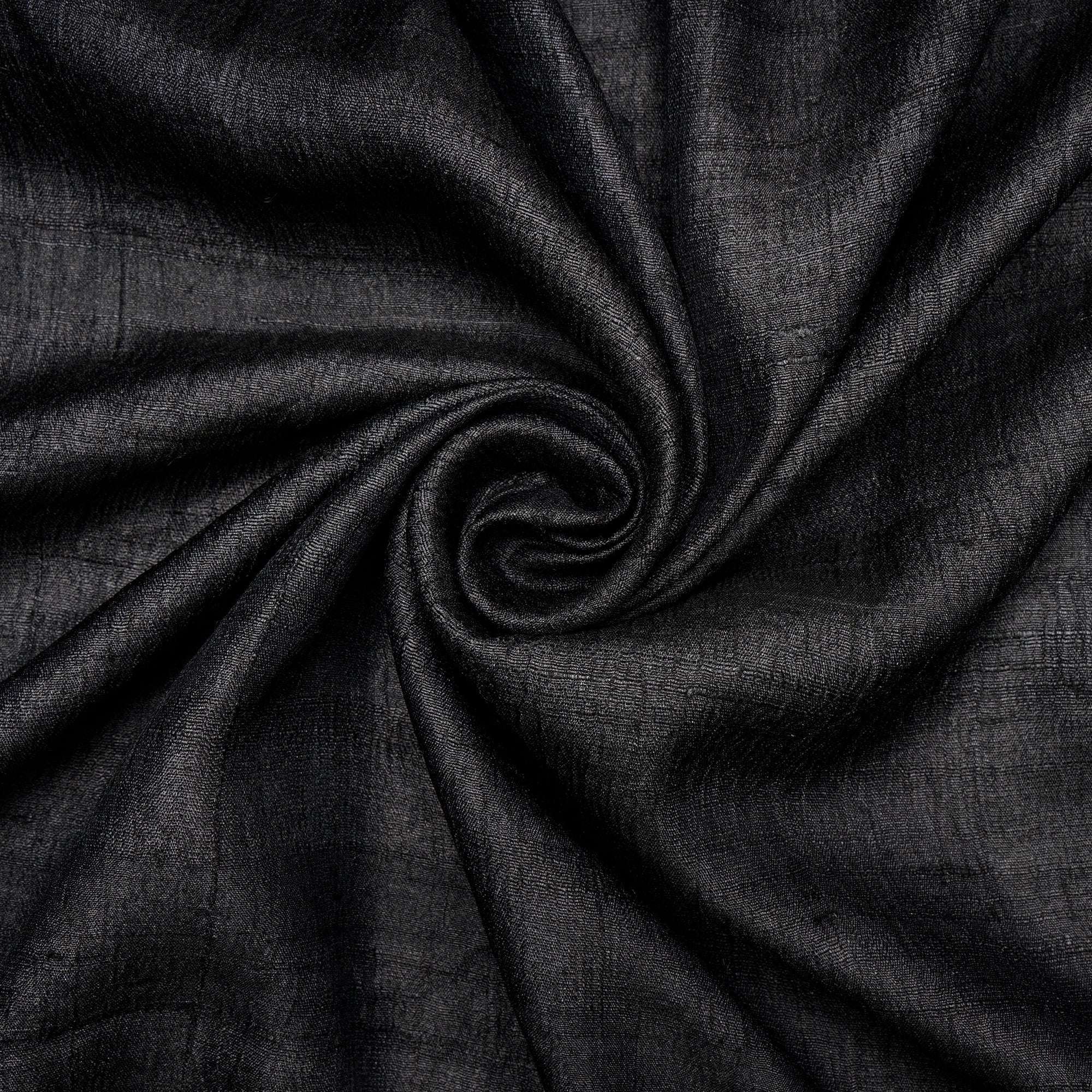 (Pre-Cut 2.50 Mtr) Black Color Natural Tussar Silk Fabric