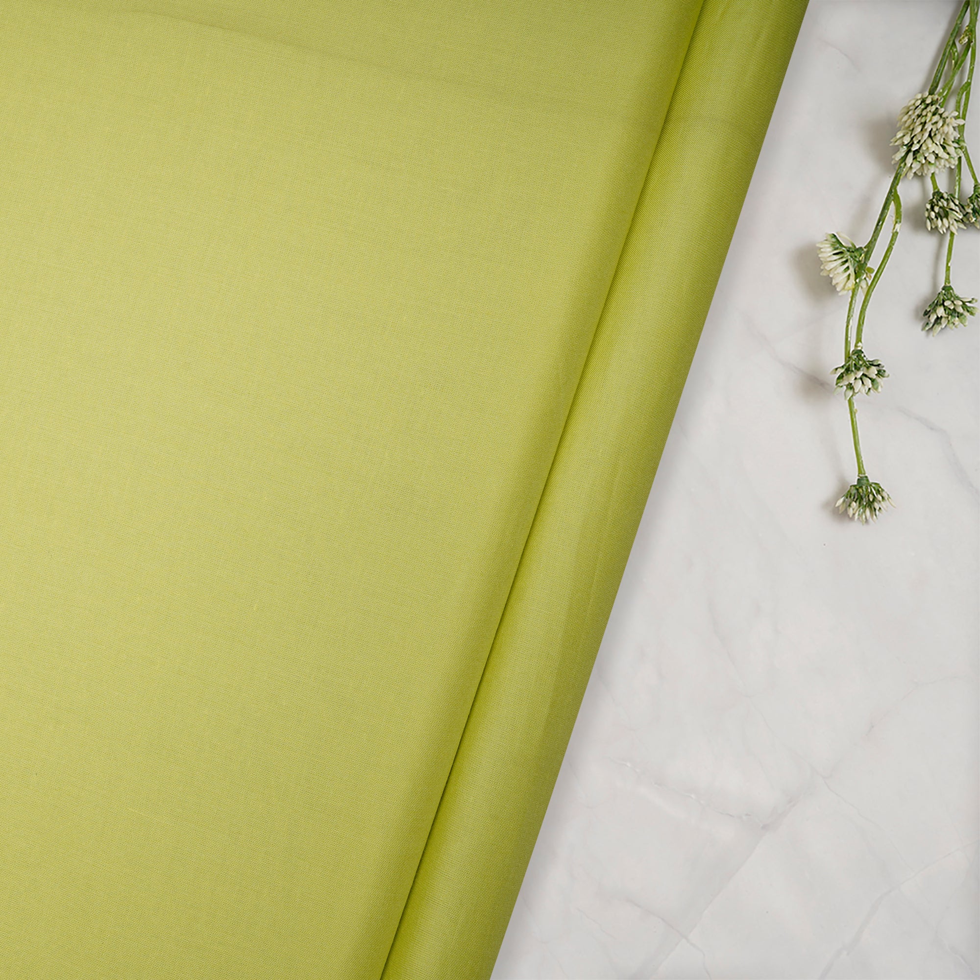 (Pre-Cut 2.30 Mtr)Light Green Plain Modal Fabric