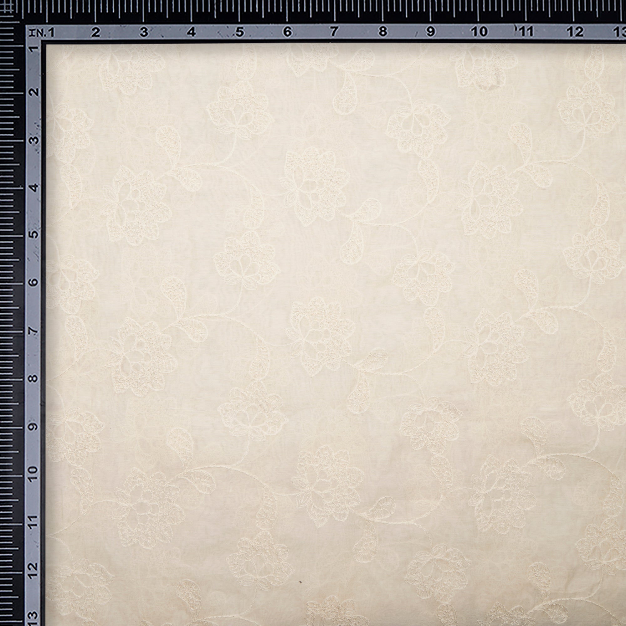 (Pre-Cut 2.00 Mtr)White Color Embroidered Fine Chanderi Fabric