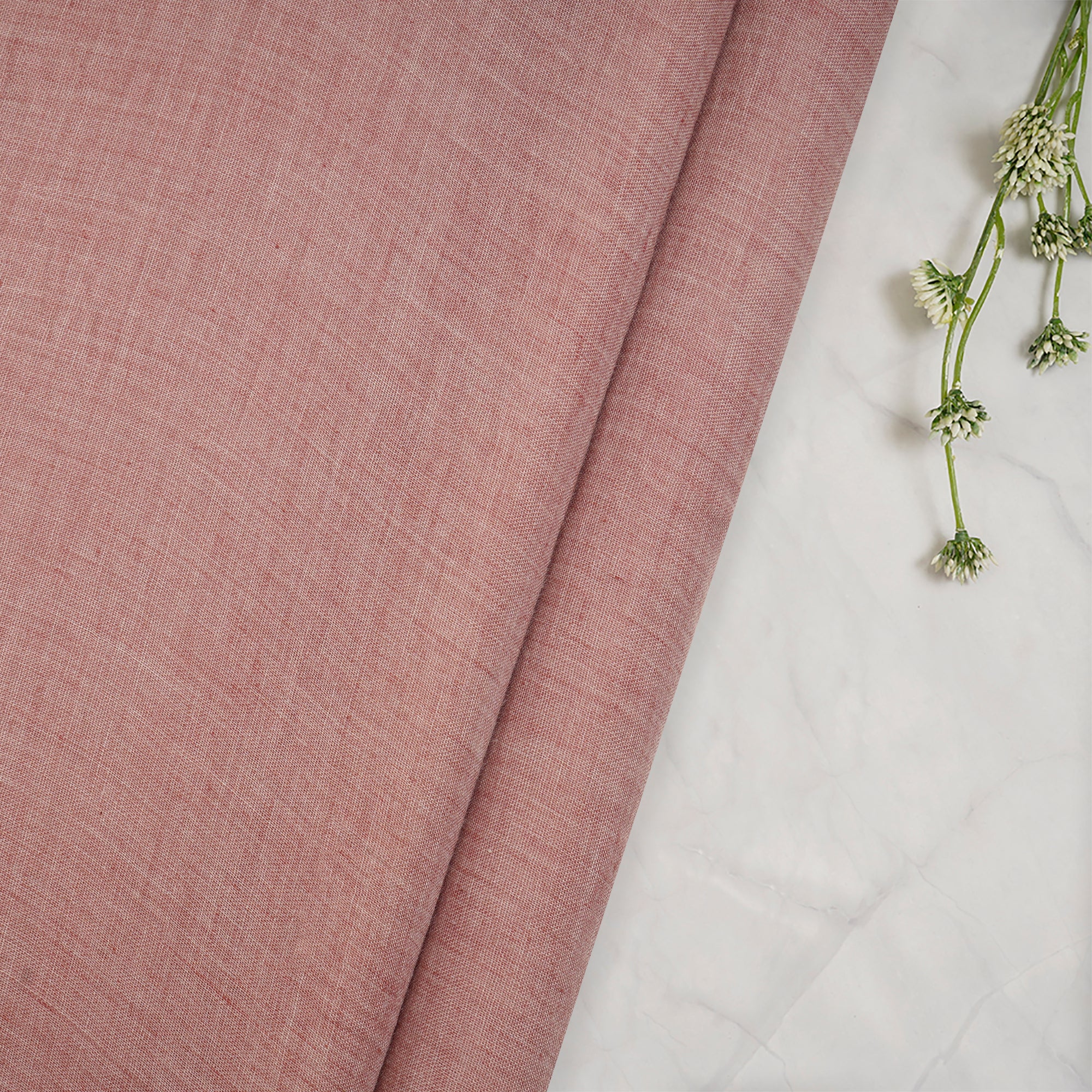 (Pre-Cut 1.30 Mtr)Misty Rose Plain Cheese Cotton Fabric