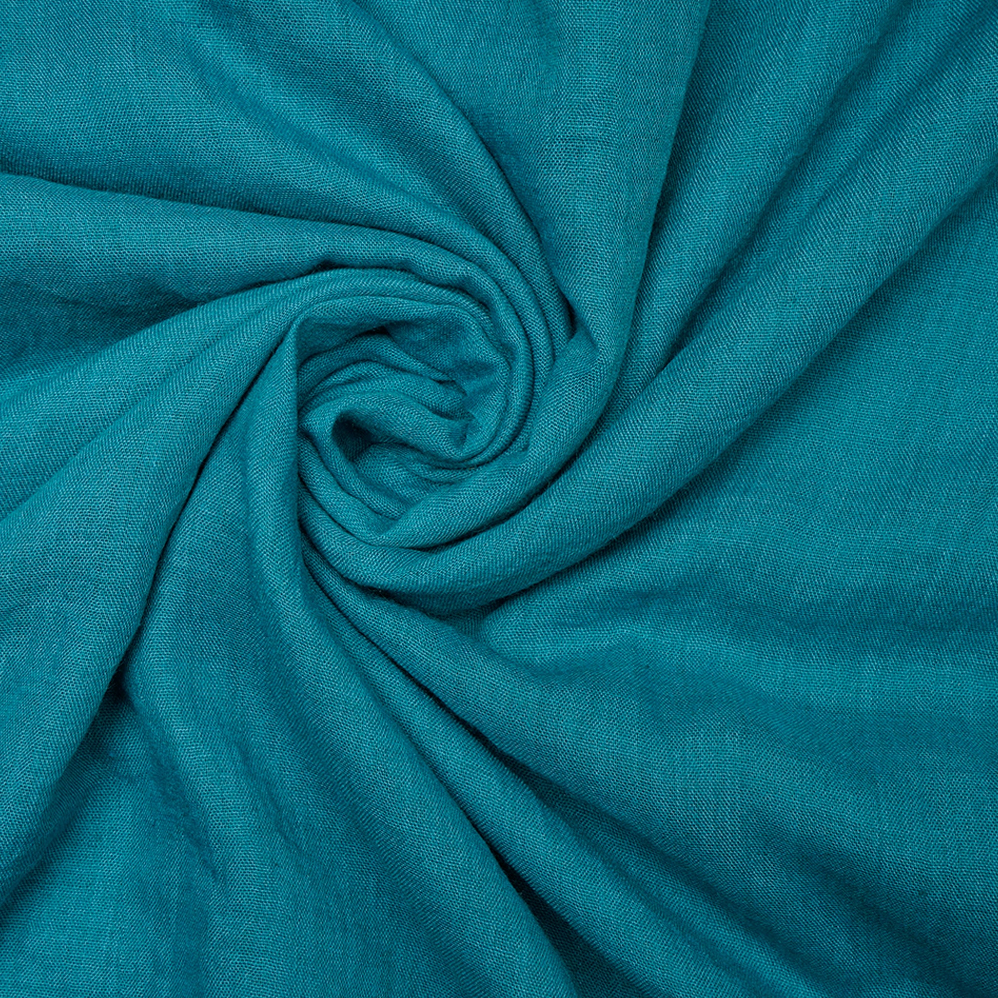 (Pre-Cut 1.30 Mtr)Pagoda Blue Plain Polyester Cotton Fabruc