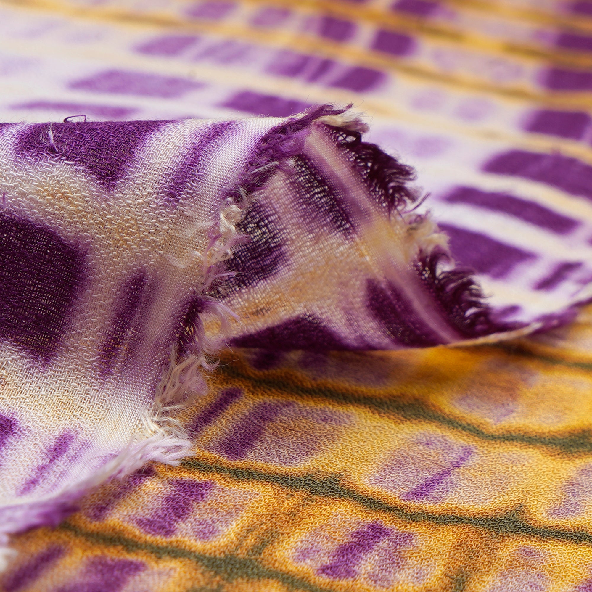 (Pre-Cut 2.70Mtr)Purple-Yellow Color Handcrafted Batik Printed Cotton Fabric