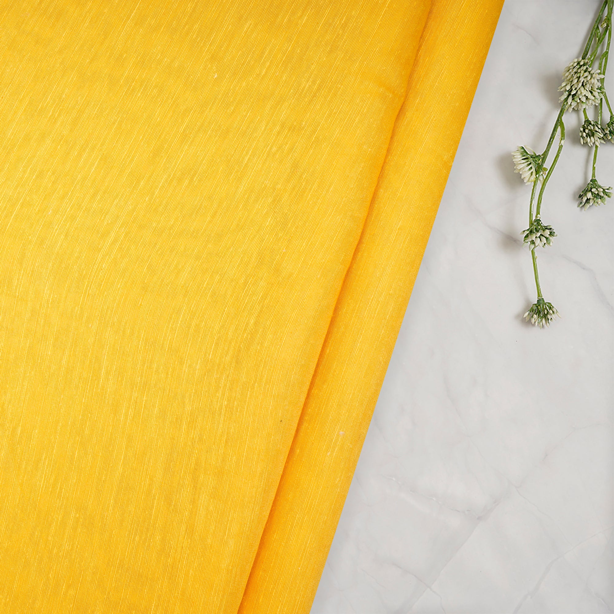 (Pre-Cut 1.30 Mtr)Yellow Natural Noile Silk Fabric