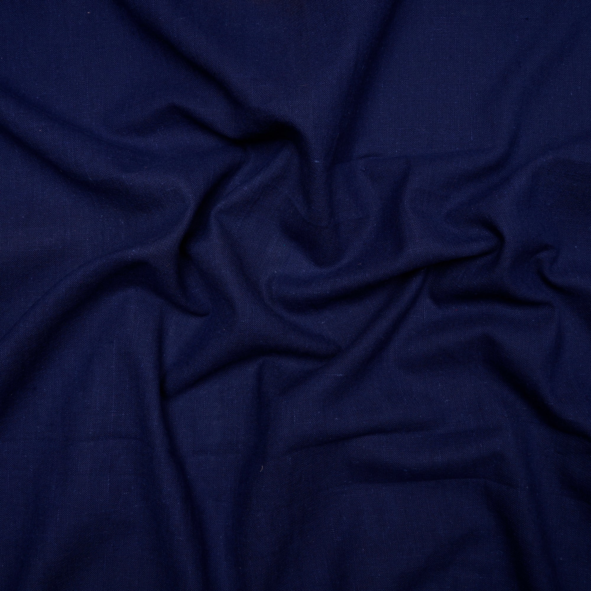 (Pre Cut 0.75 Mtr )Blue Woven Handspun Handwoven Cotton Fabric