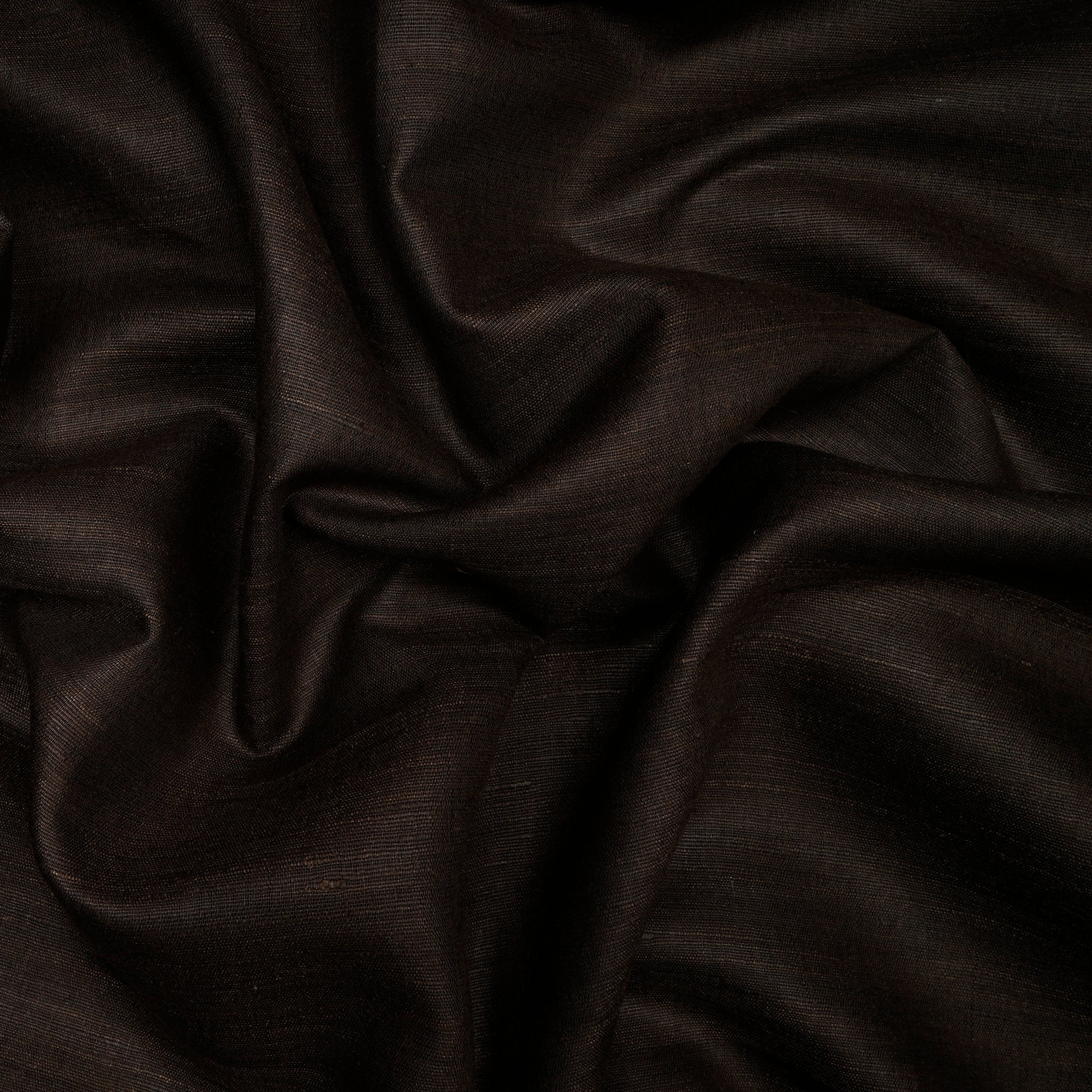 (Pre-Cut 3.50 Mtr) Umber Brown Plain Natural Matka Silk Fabric