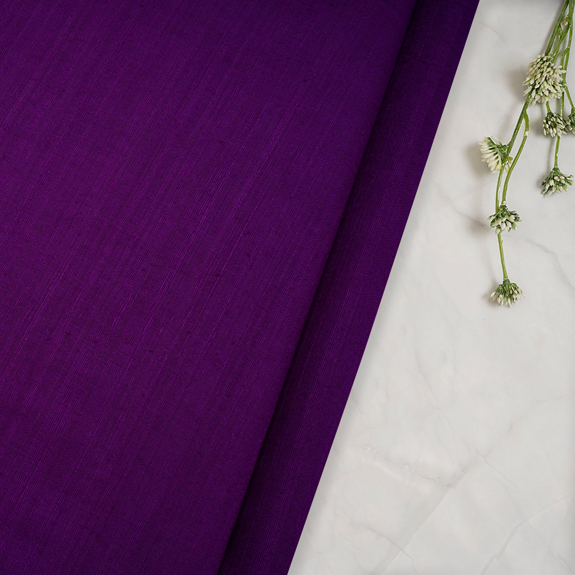 (Pre-Cut 3.60 Mtr)Purple Piece Dyed Plain Silk Fabric