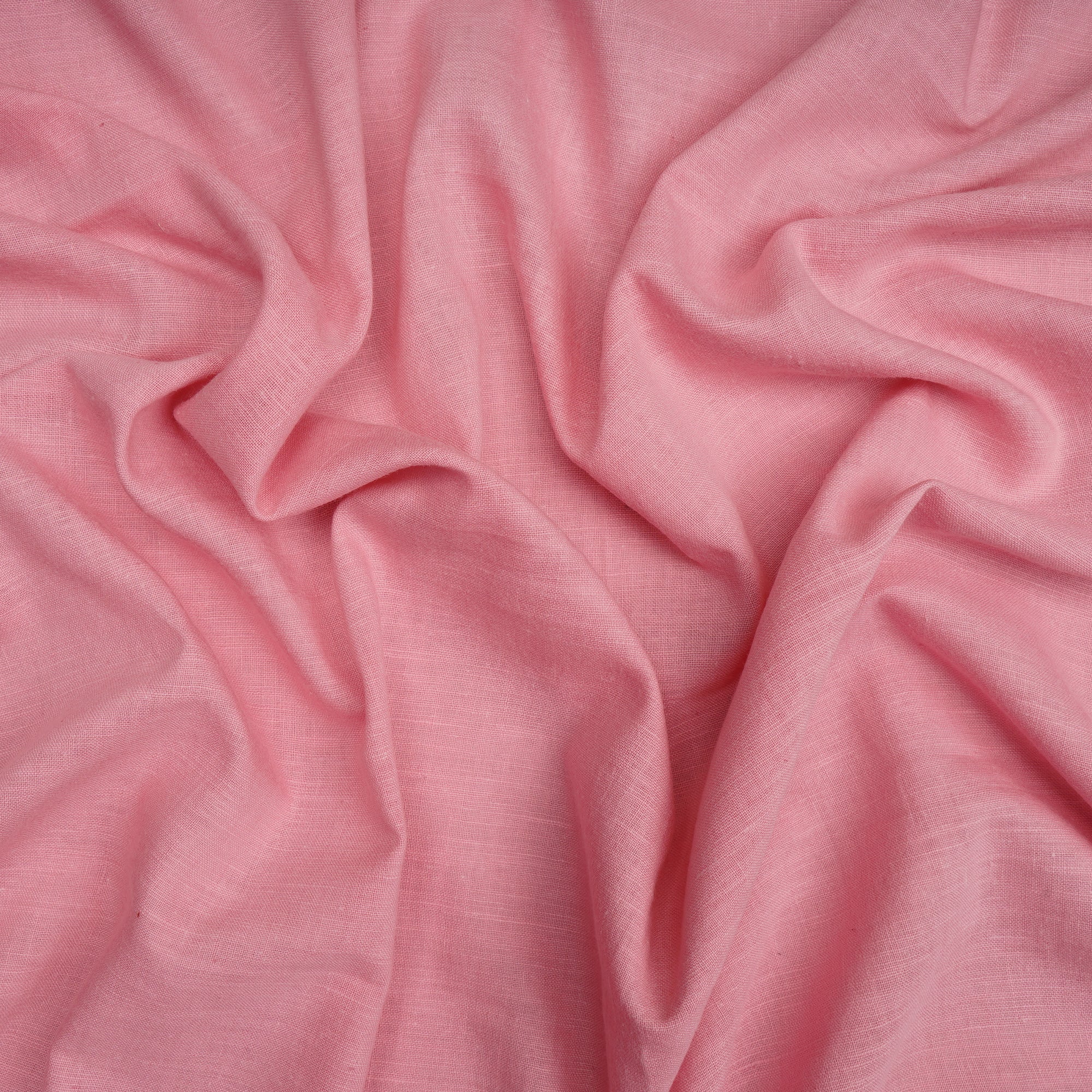 (Pre-Cut 0.60 Mtr)Pink Color Handwoven Handspun Cotton Fabric