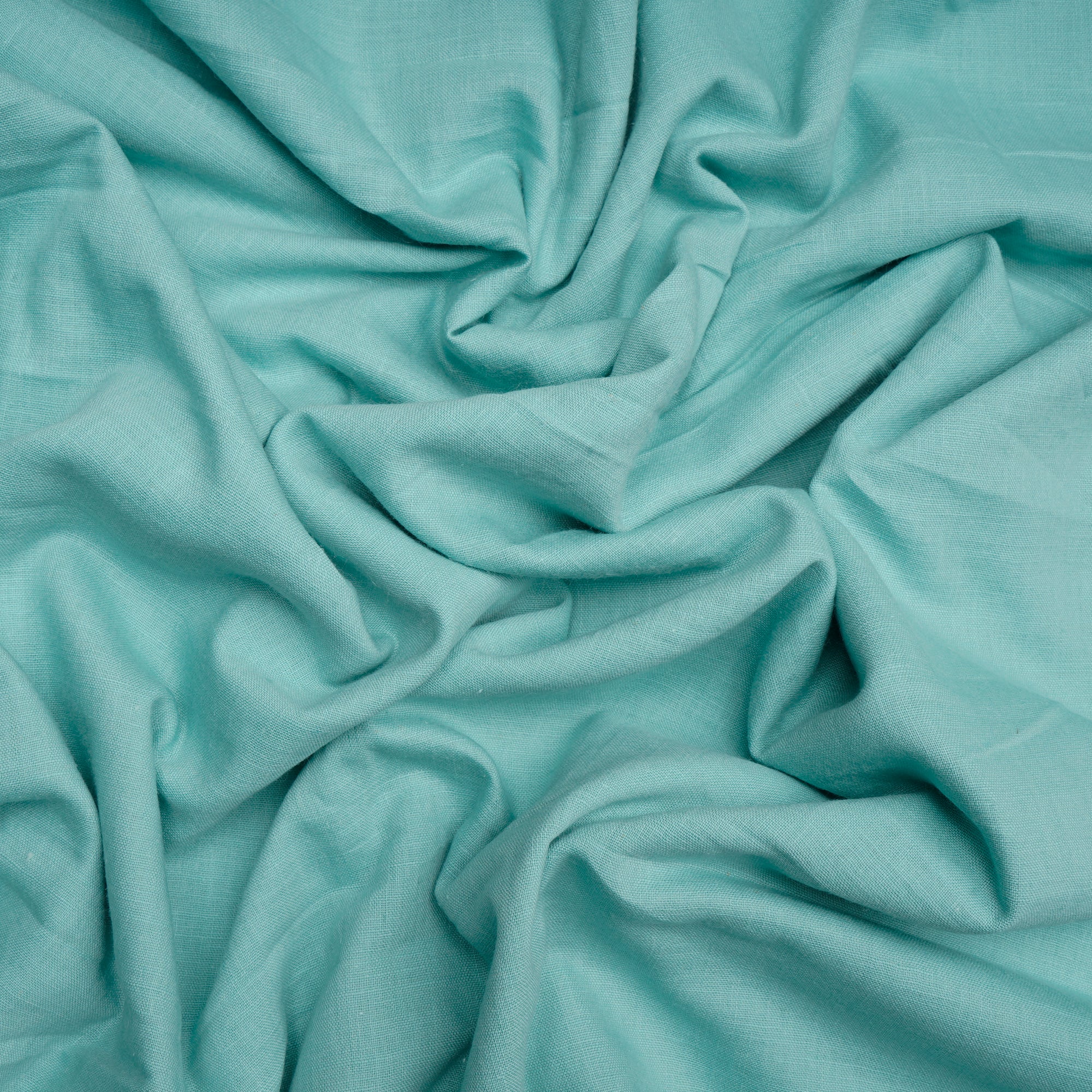 (Pre-Cut 2.90 Mtr)Light Cyan Color Handwoven Handspun Cotton Fabric