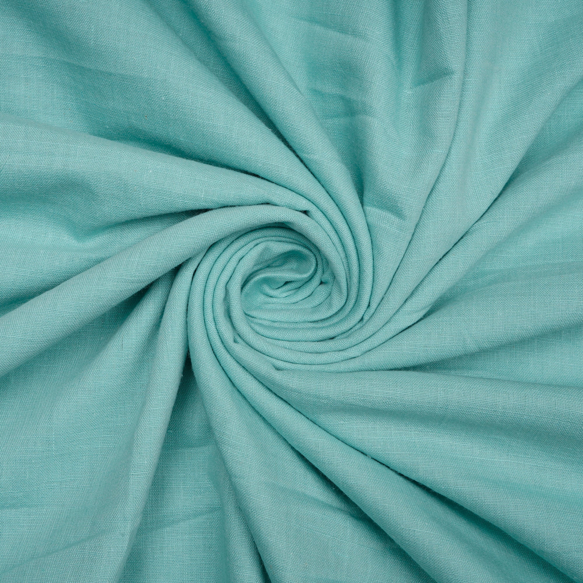 (Pre-Cut 2.90 Mtr)Light Cyan Color Handwoven Handspun Cotton Fabric