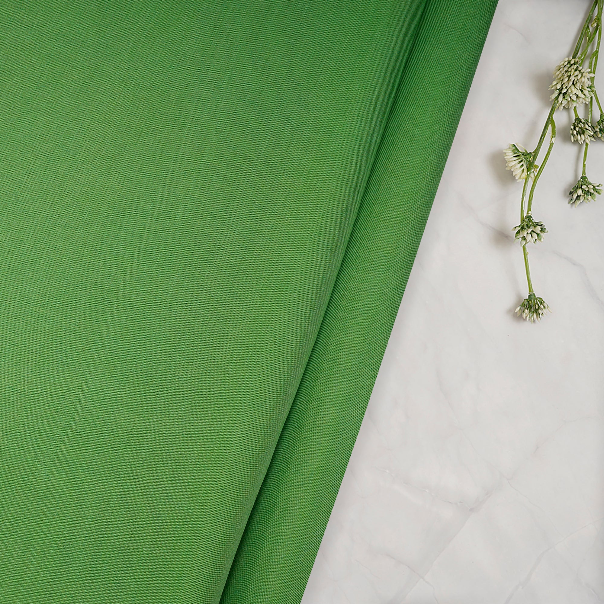 (Pre-Cut 2.30 Mtr)Green Piece Dyed Plain Bemberg Modal Fabric