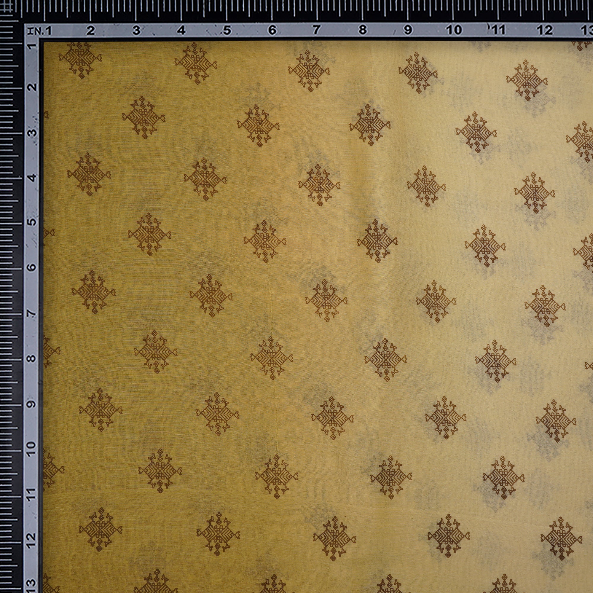 (Pre-Cut 2.10 Mtr)Brown Color Printed Fine Chanderi Fabric