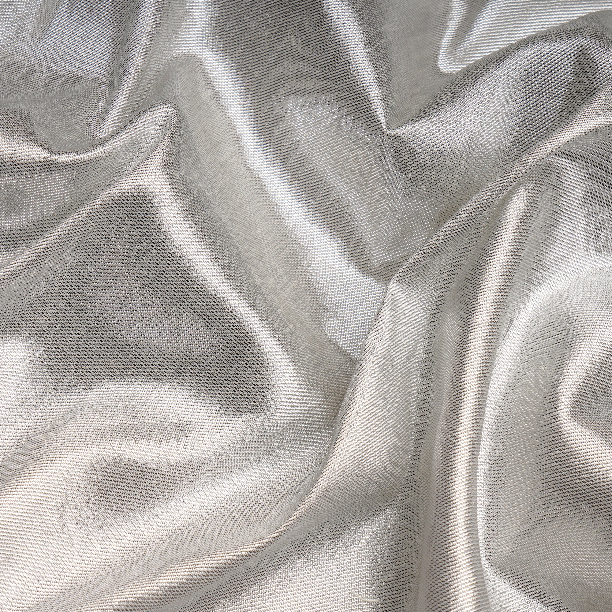 (Pre-Cut 0.50 Mtr)Silver Metallic Linen Fabric