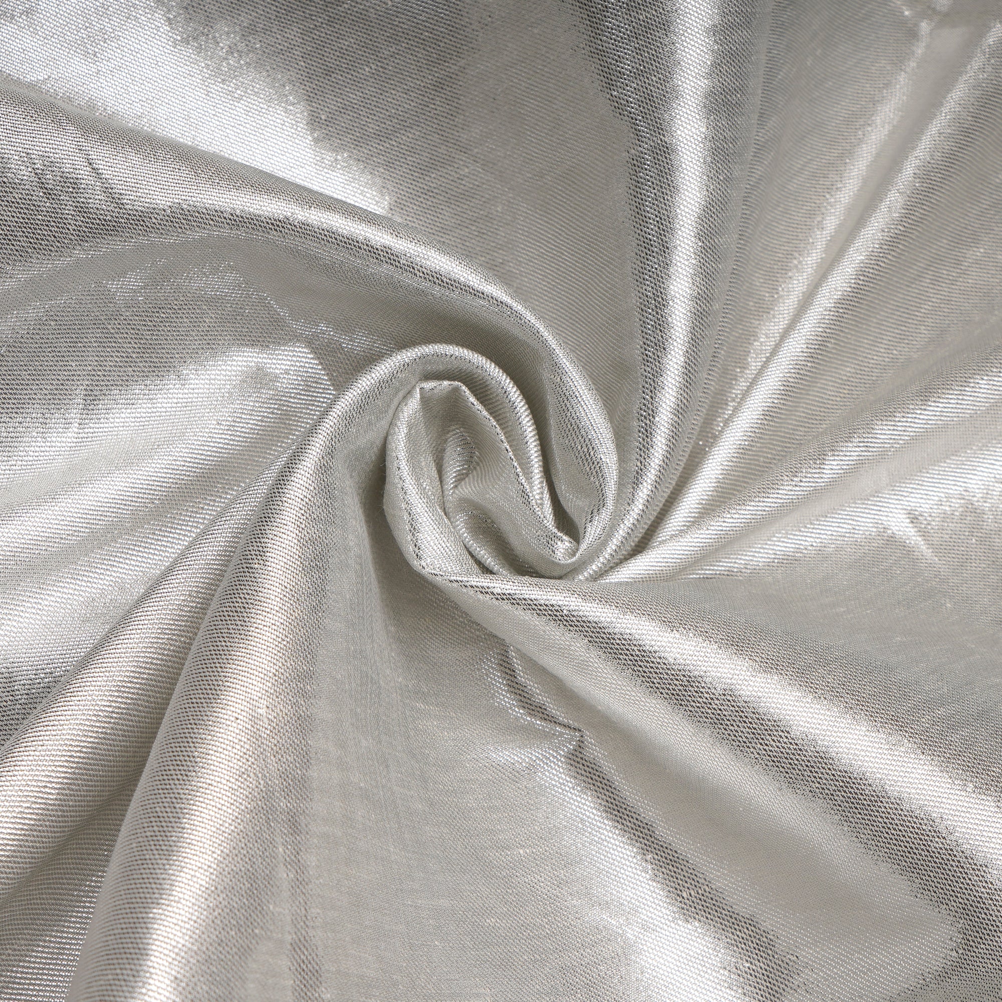 (Pre-Cut 0.50 Mtr)Silver Metallic Linen Fabric