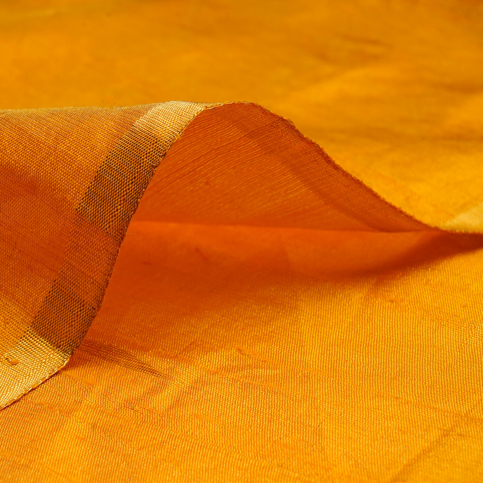 (Pre-Cut 1.00 Mtr)Mustard Piece Dyed Plain Dupion Tissue Silk Fabric