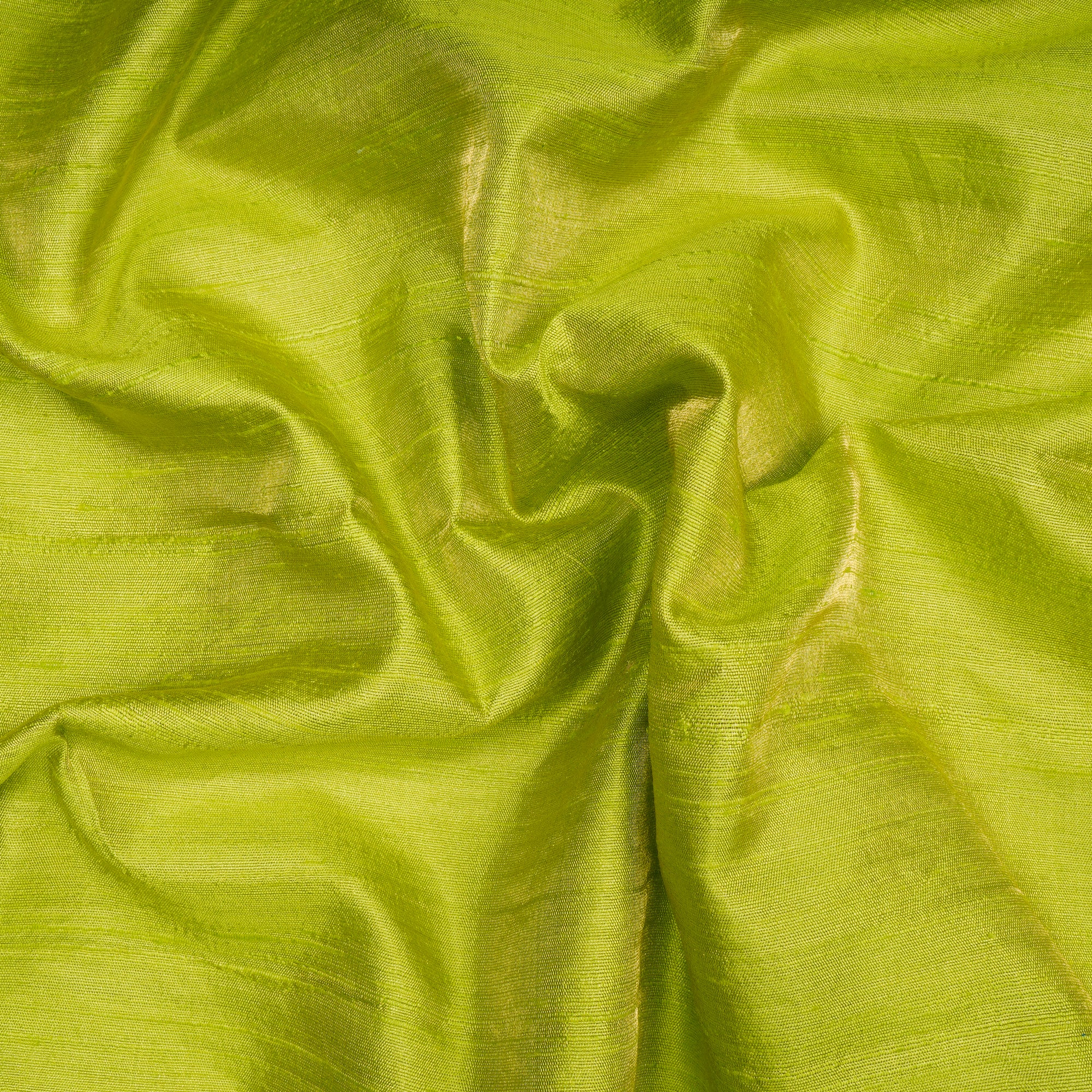 (Pre-Cut 1.55 Mtr) Parrot Green Dupion Tissue Silk Fabric