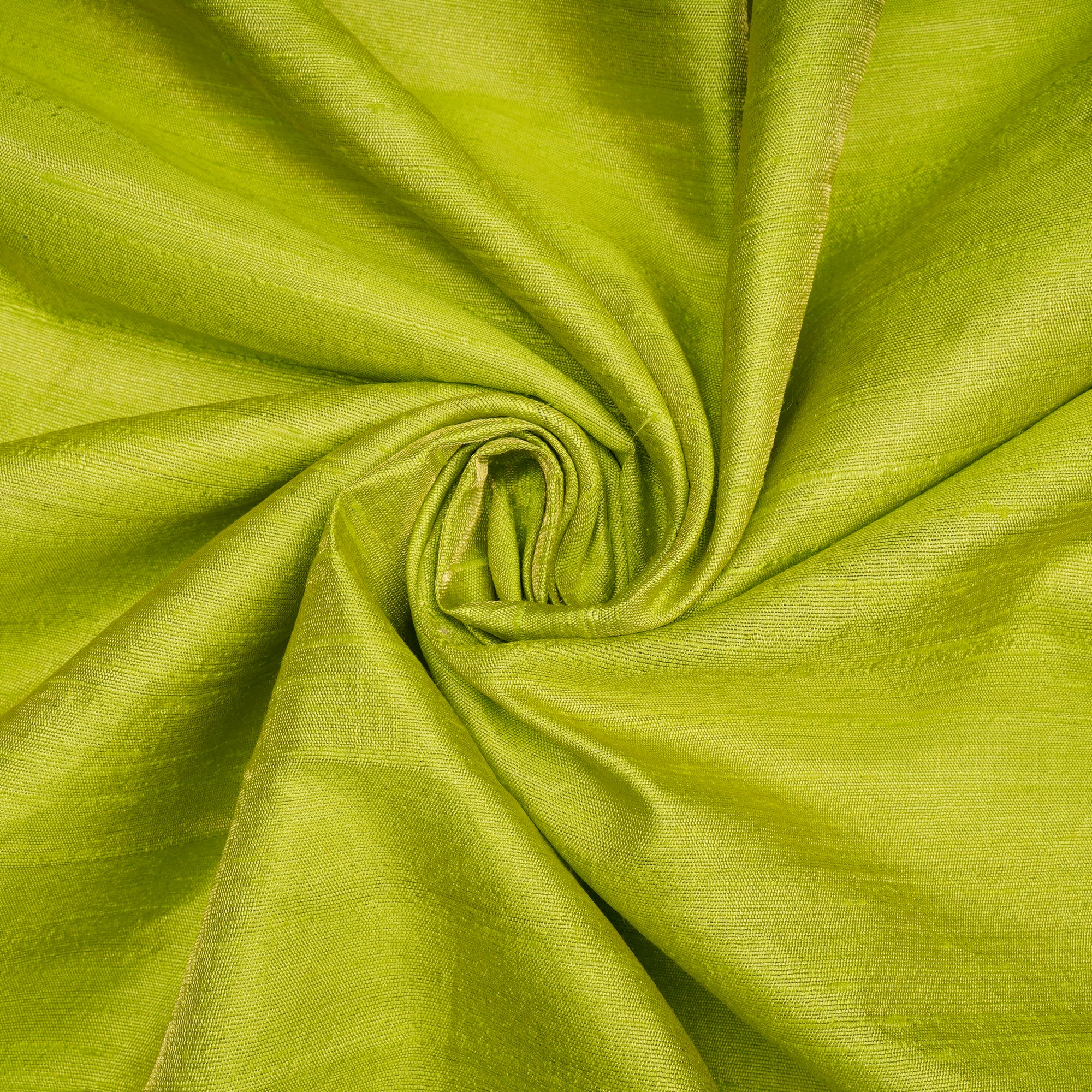 (Pre-Cut 1.55 Mtr) Parrot Green Dupion Tissue Silk Fabric