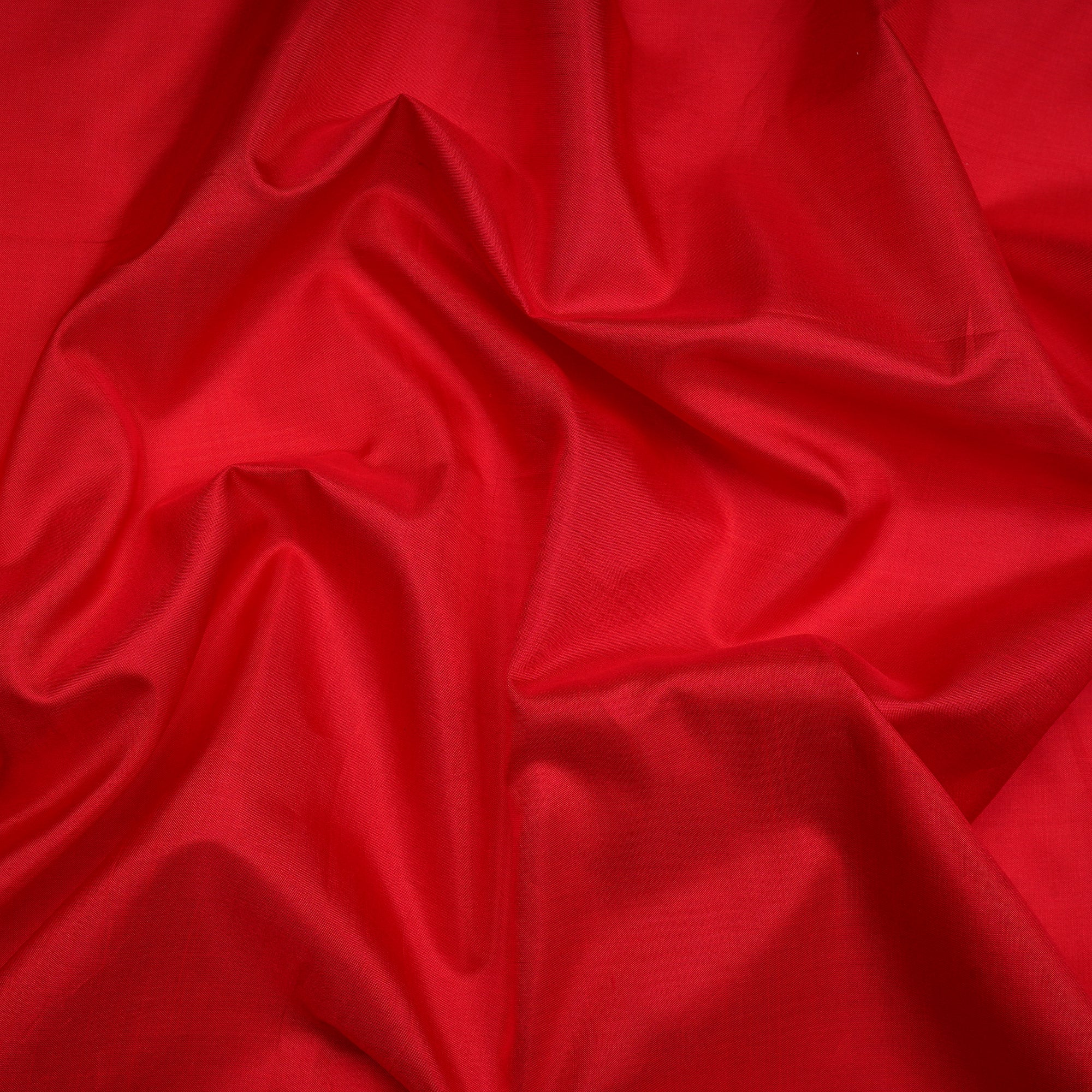 (Pre-Cut 0.95 Mtr)Red Piece Dyed Plain Silk Fabric