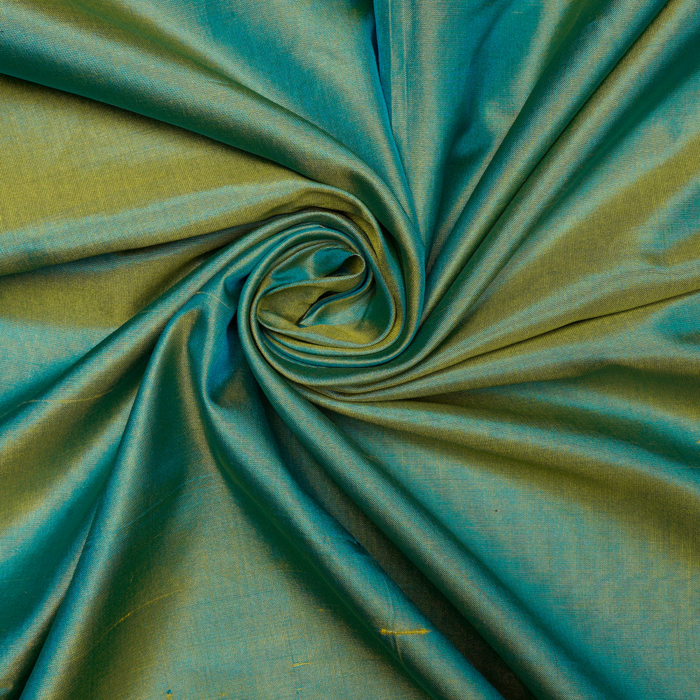 (Pre-Cut 3.50 Mtr)Blue-Yellow Piece Dyed Banglore Silk Fabric