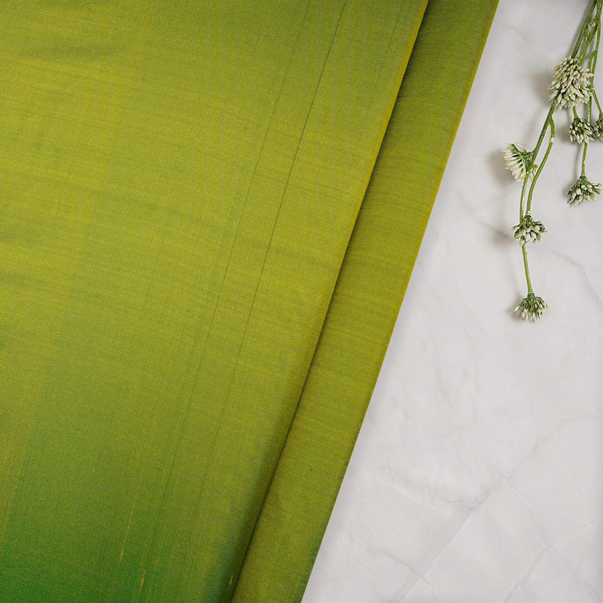 (Pre-Cut 4.25 Mtr)Green Plain Bangalore Silk Fabric