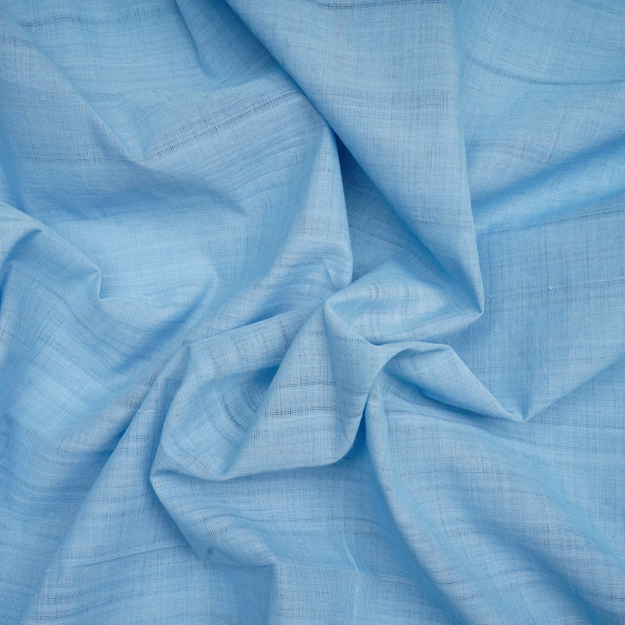 (Pre-Cut 2.50 Mtr)Light Blue Plain Mangalgiri Cotton Fabric